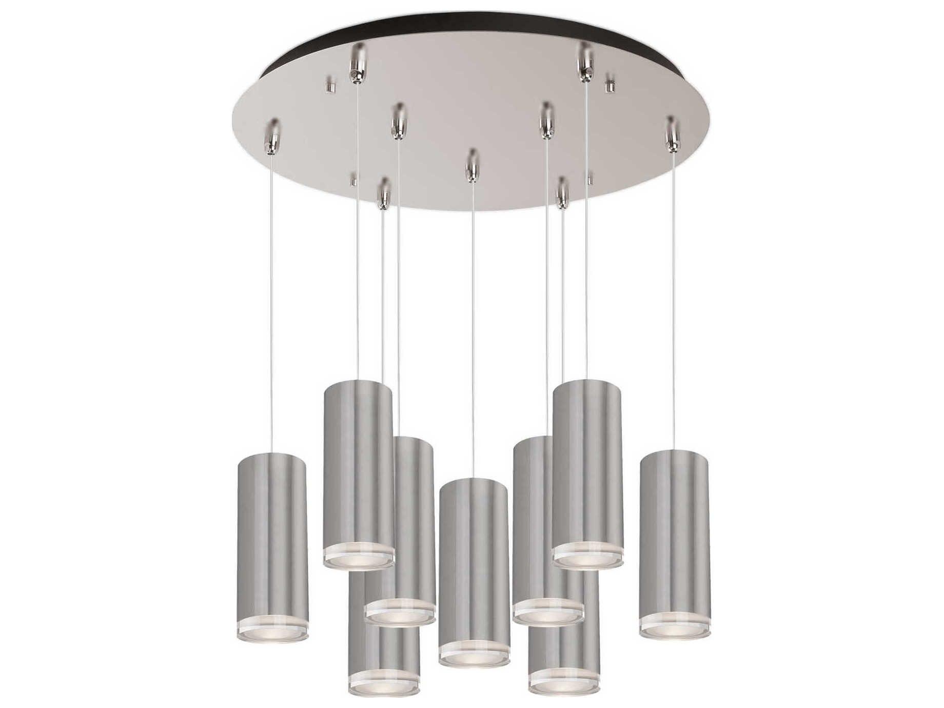 Kuzco Lighting Cameo 9-Light Brushed Nickel Cylinder Pendant