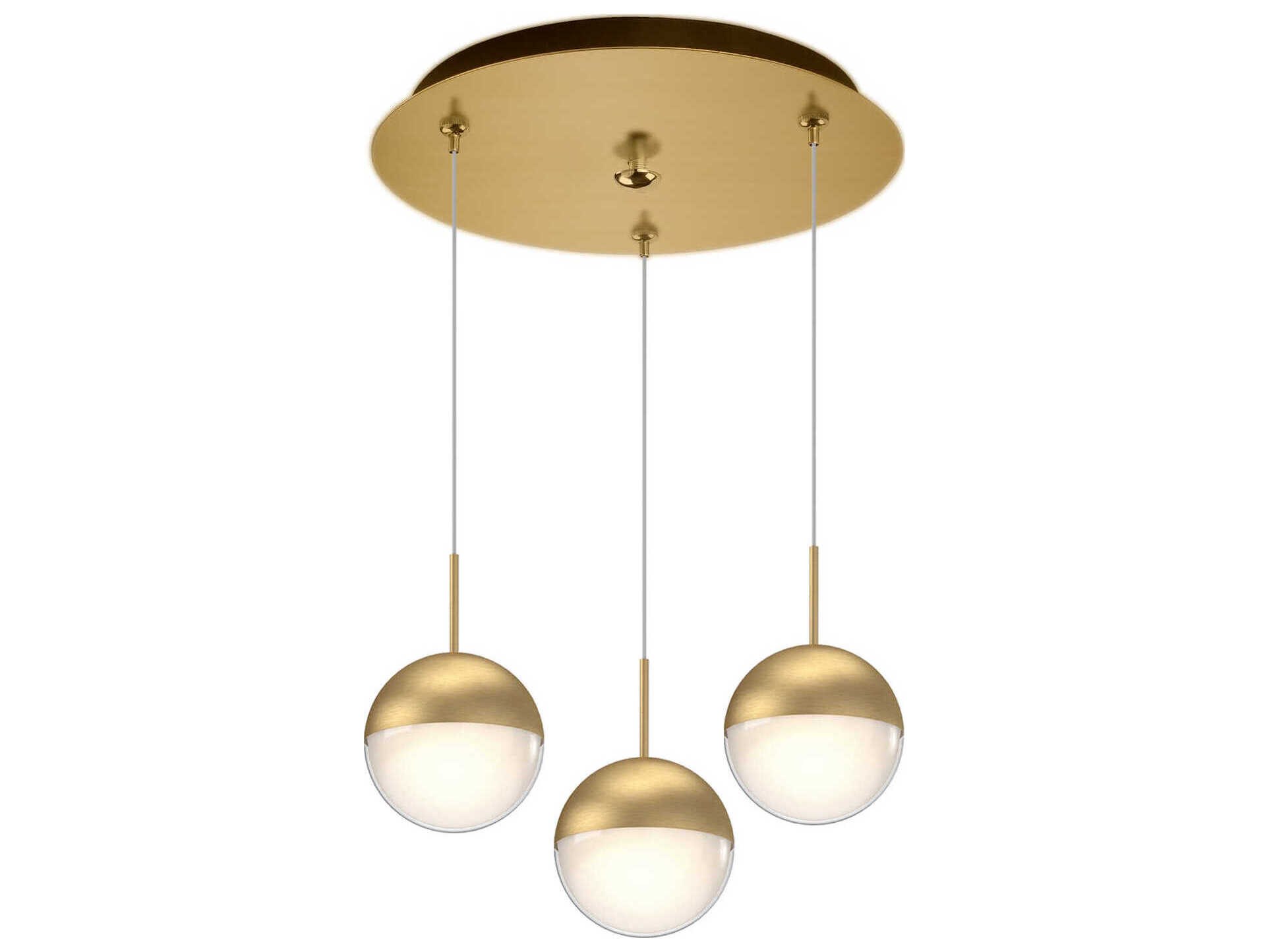 Kuzco Lighting Pluto 3-Light Brushed Gold Globe Mini Pendant