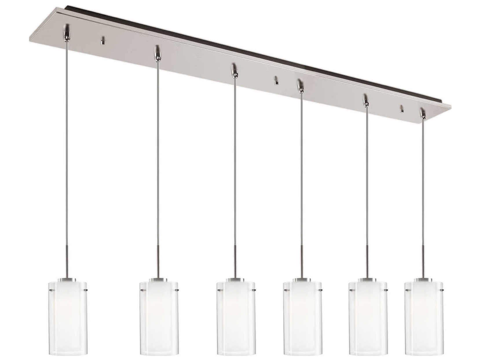 Kuzco Lighting Verona 6-Light Brushed Nickel Cylinder Linear Island Pendant