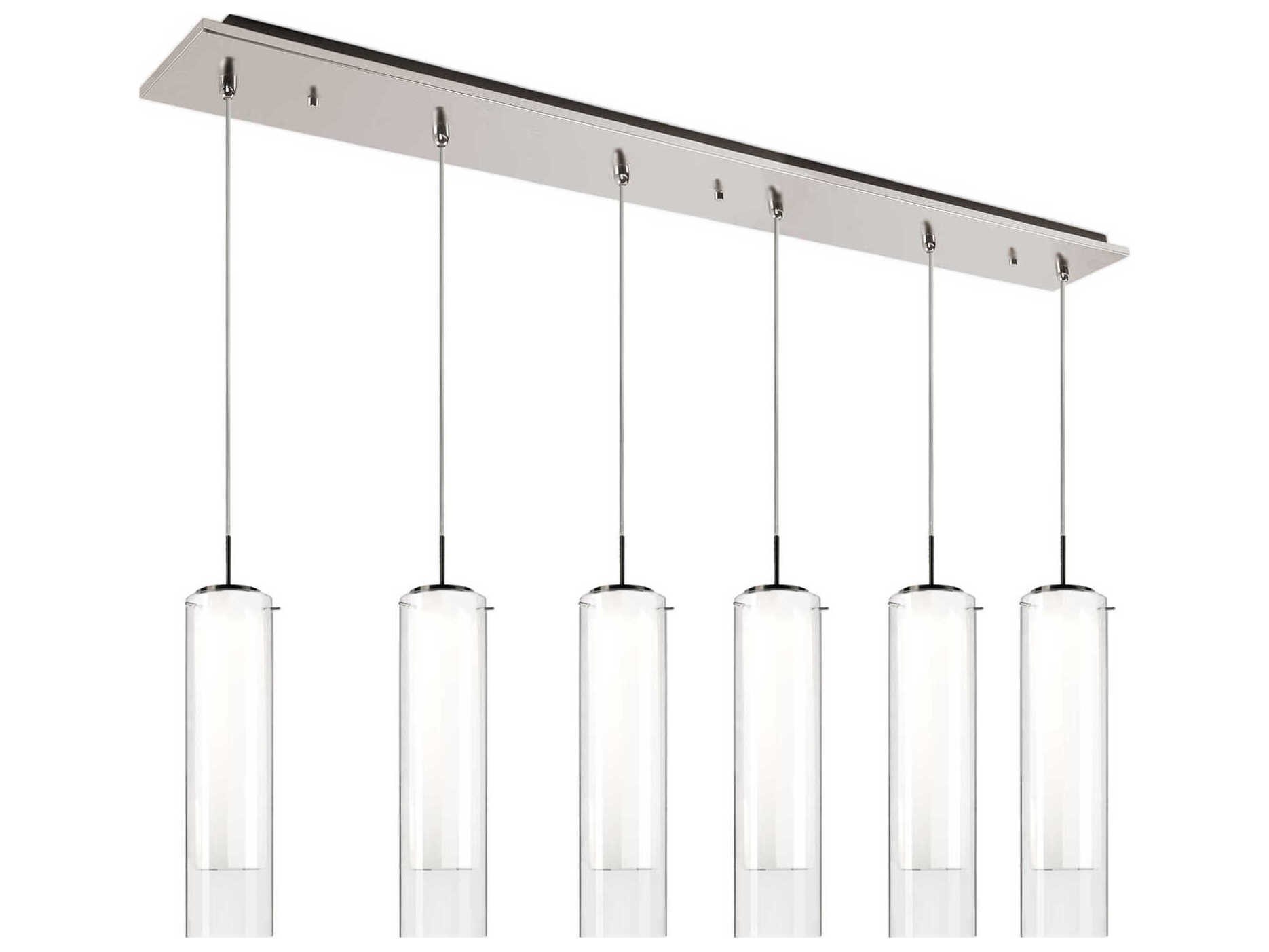 Kuzco Lighting Verona 6-Light Brushed Nickel Cylinder Linear Island Pendant