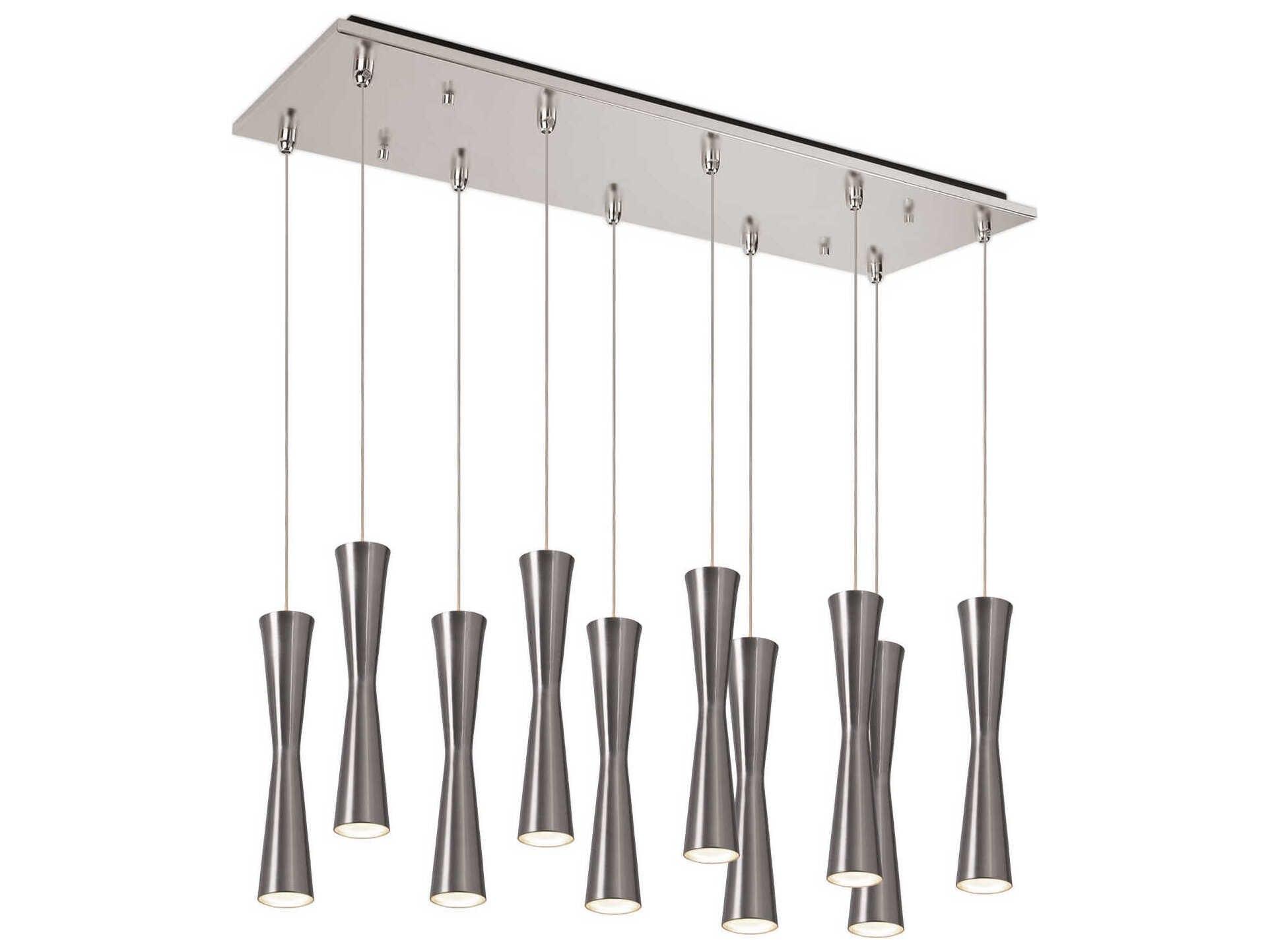 Kuzco Lighting Robson 10-Light Brushed Nickel Cylinder Island Pendant