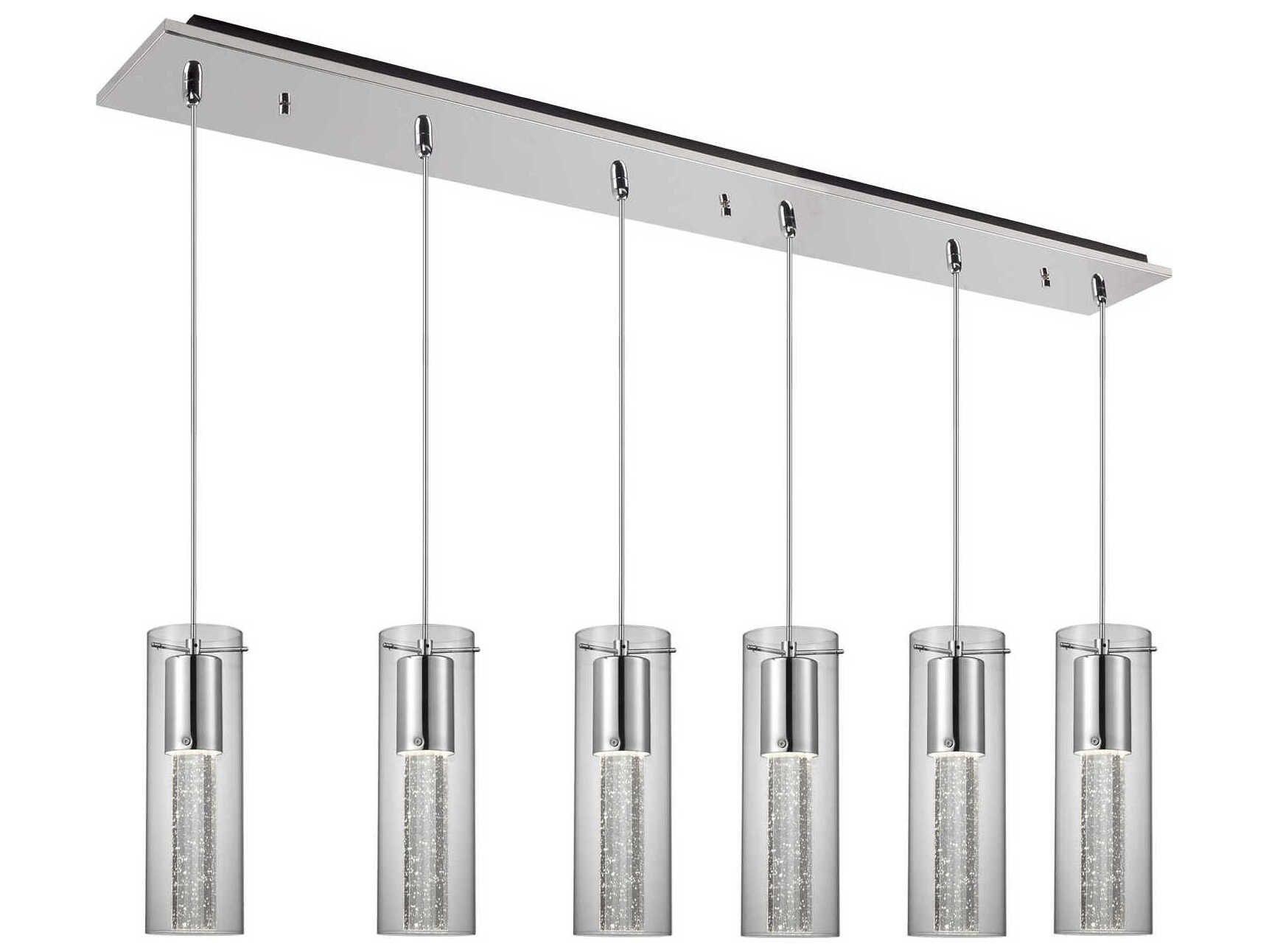 Kuzco Lighting Champagne 6-Light Chrome Cylinder Linear Island Pendant