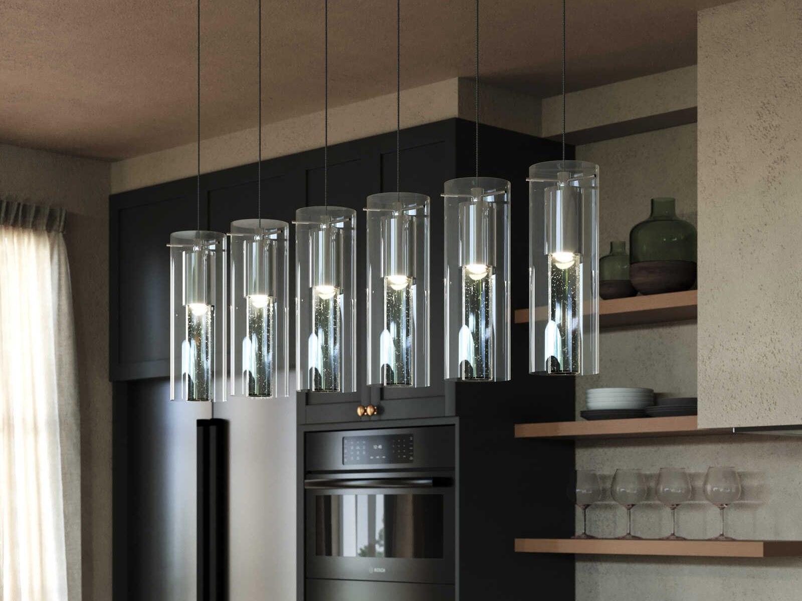 Kuzco Lighting Champagne 6-Light Chrome Cylinder Linear Island Pendant