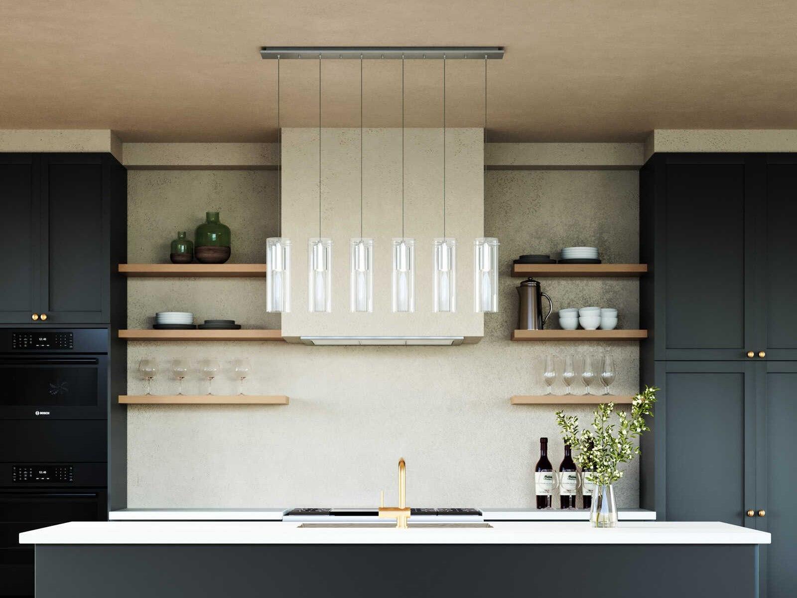 Kuzco Lighting Champagne 6-Light Chrome Cylinder Linear Island Pendant