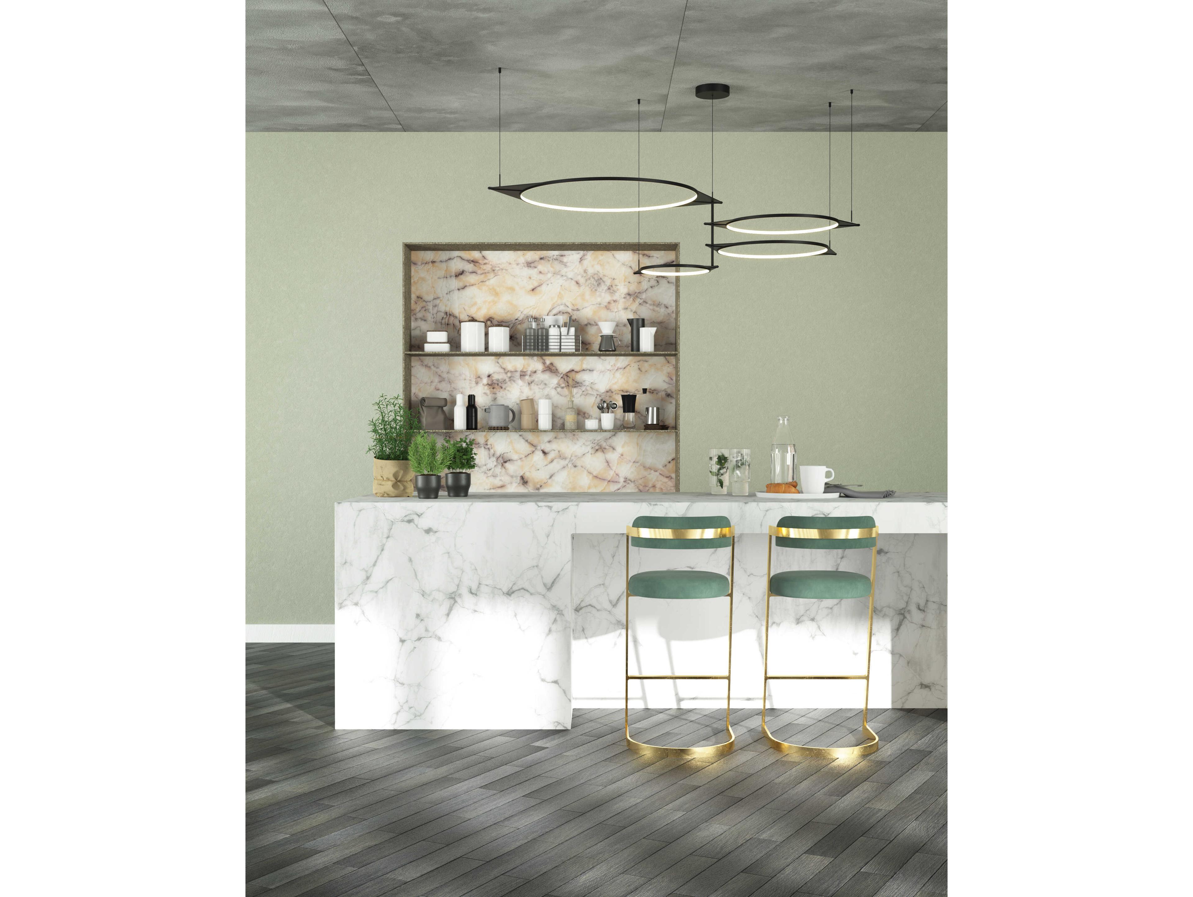 Kuzco Lighting Serif Black Geometric Island Pendant