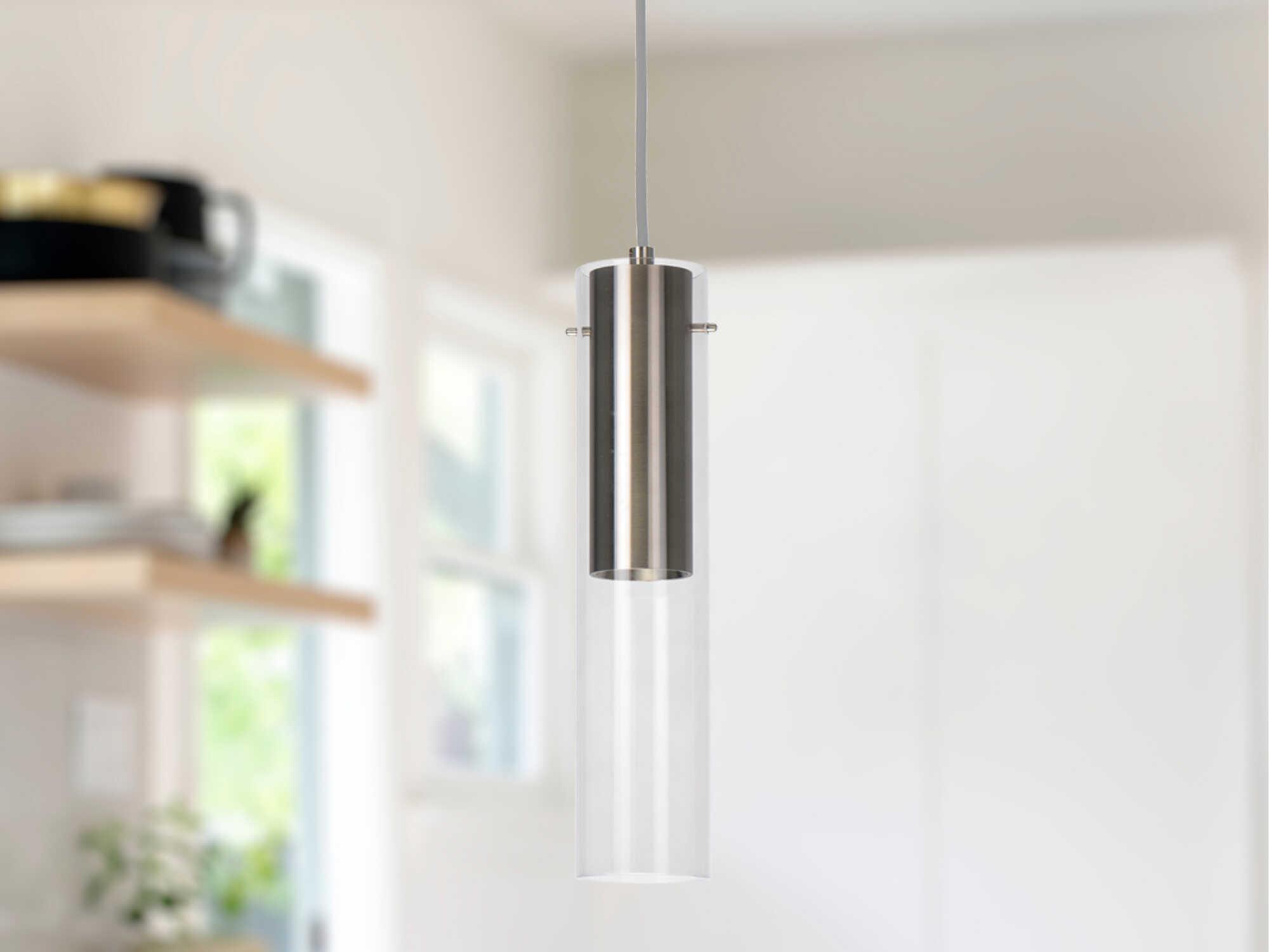 Kuzco Lighting Lena Brushed Nickel Cylinder Mini Pendant