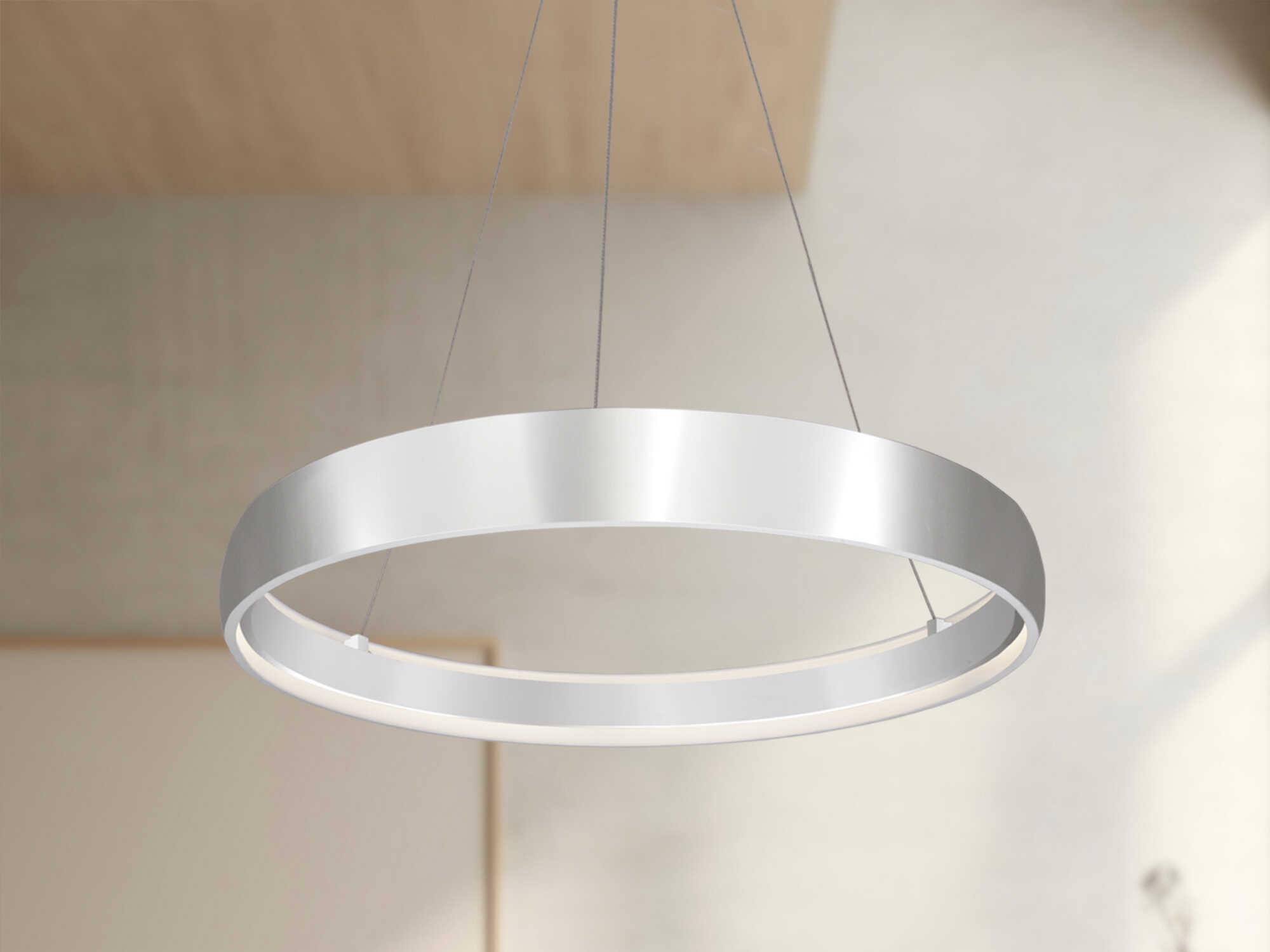 Kuzco Lighting Halo Brushed Silver Round Pendant