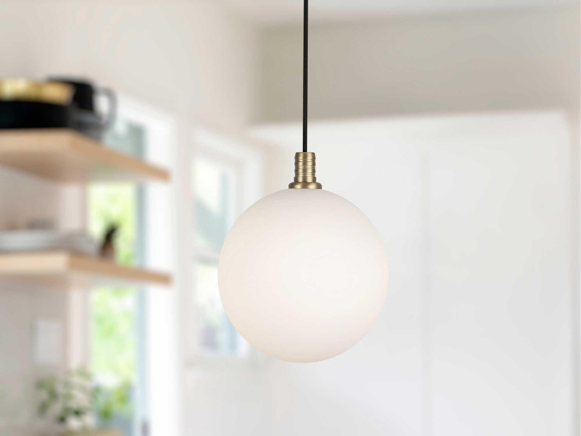 Kuzco Lighting Bolla Brushed Gold Matte Opal Glass Globe Mini Pendant