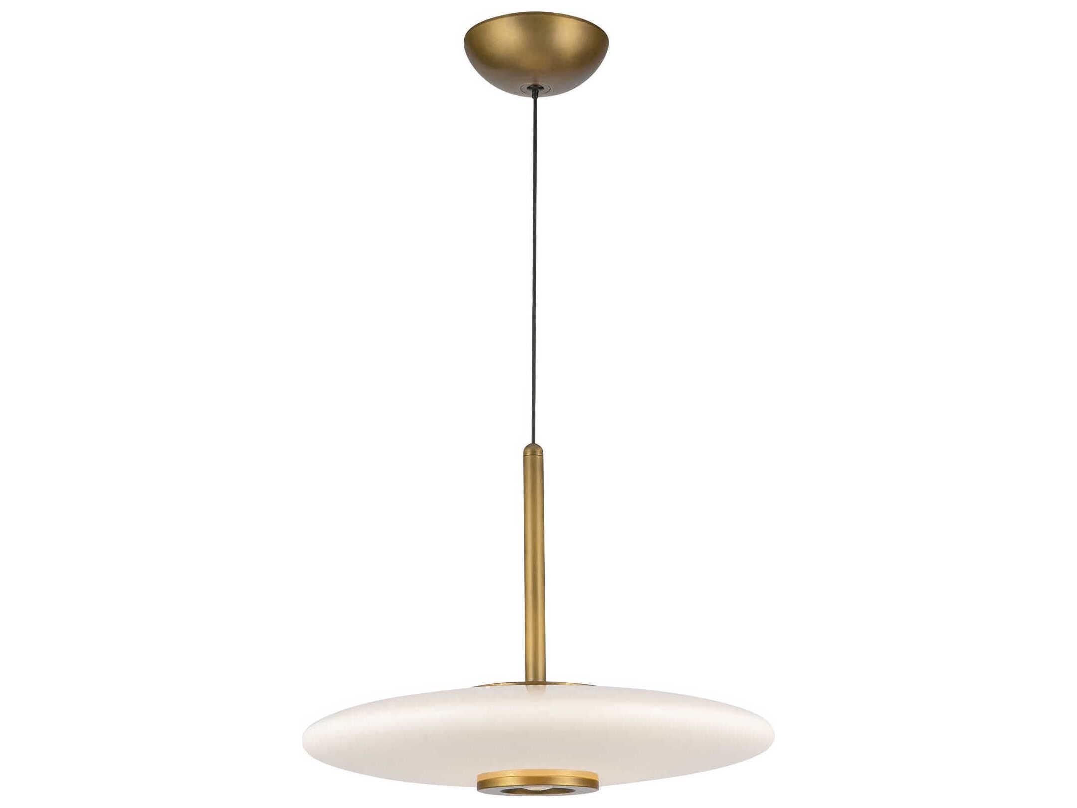 Kuzco Lighting Kyoto Vintage Brass Glossy Opal Glass Globe Pendant