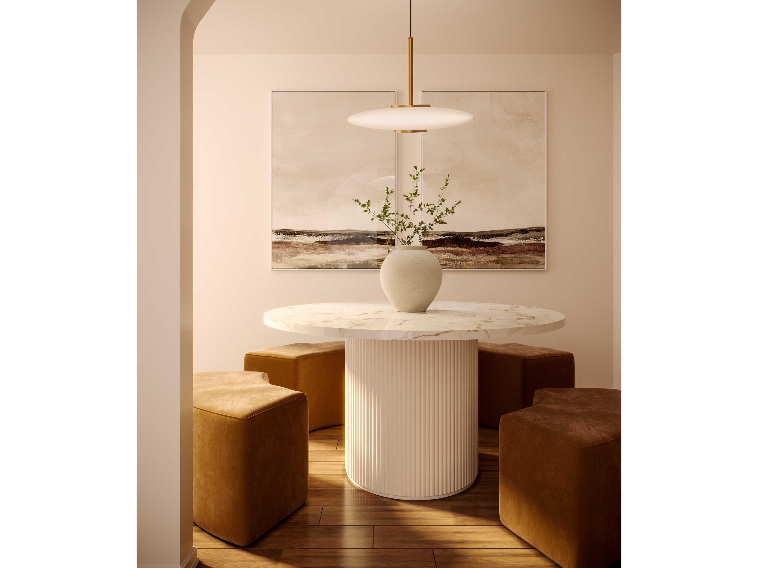 Kuzco Lighting Kyoto Vintage Brass Glossy Opal Glass Globe Pendant