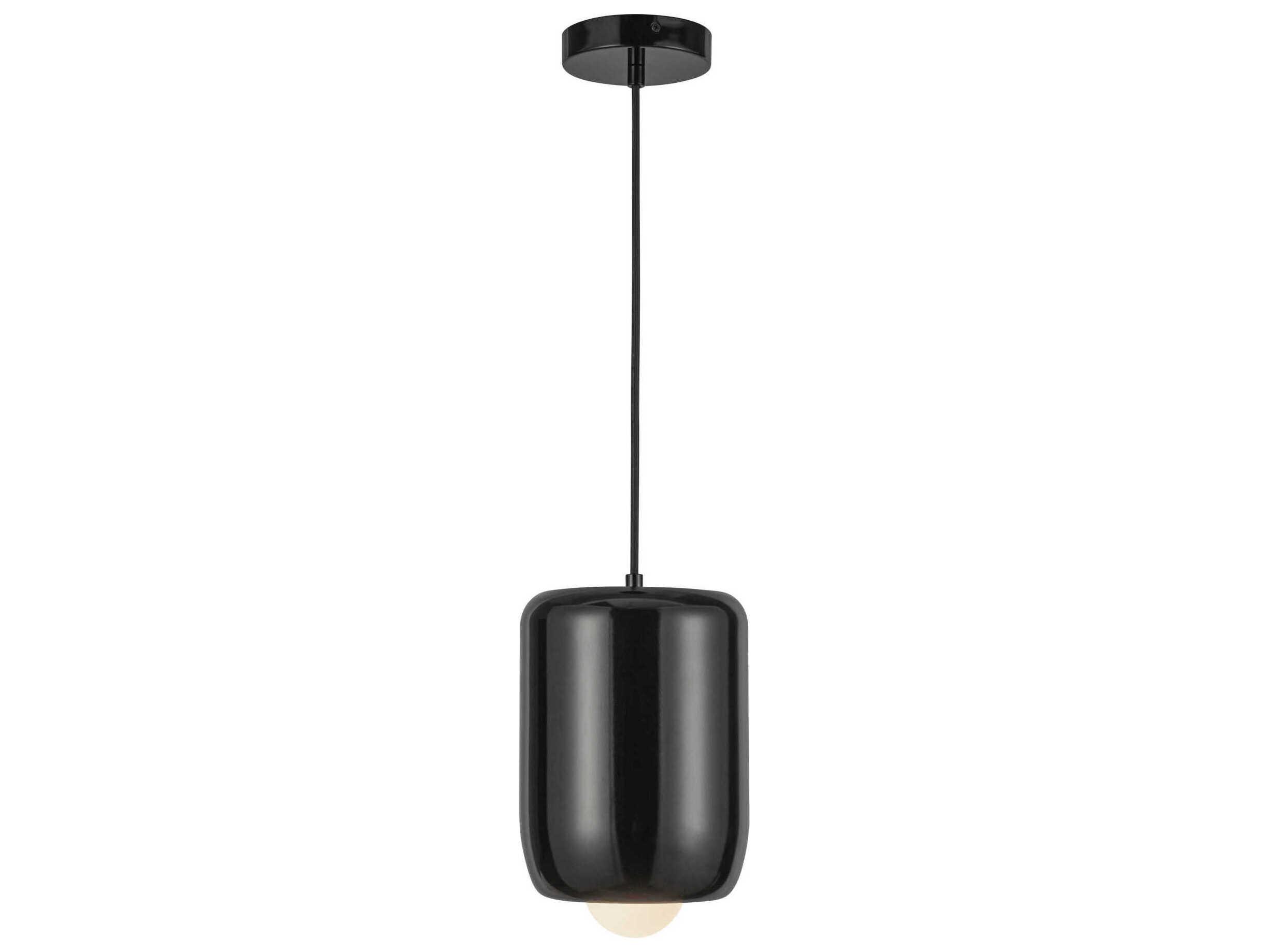 Kuzco Lighting Hayden Glossy Black Cylinder Mini Pendant