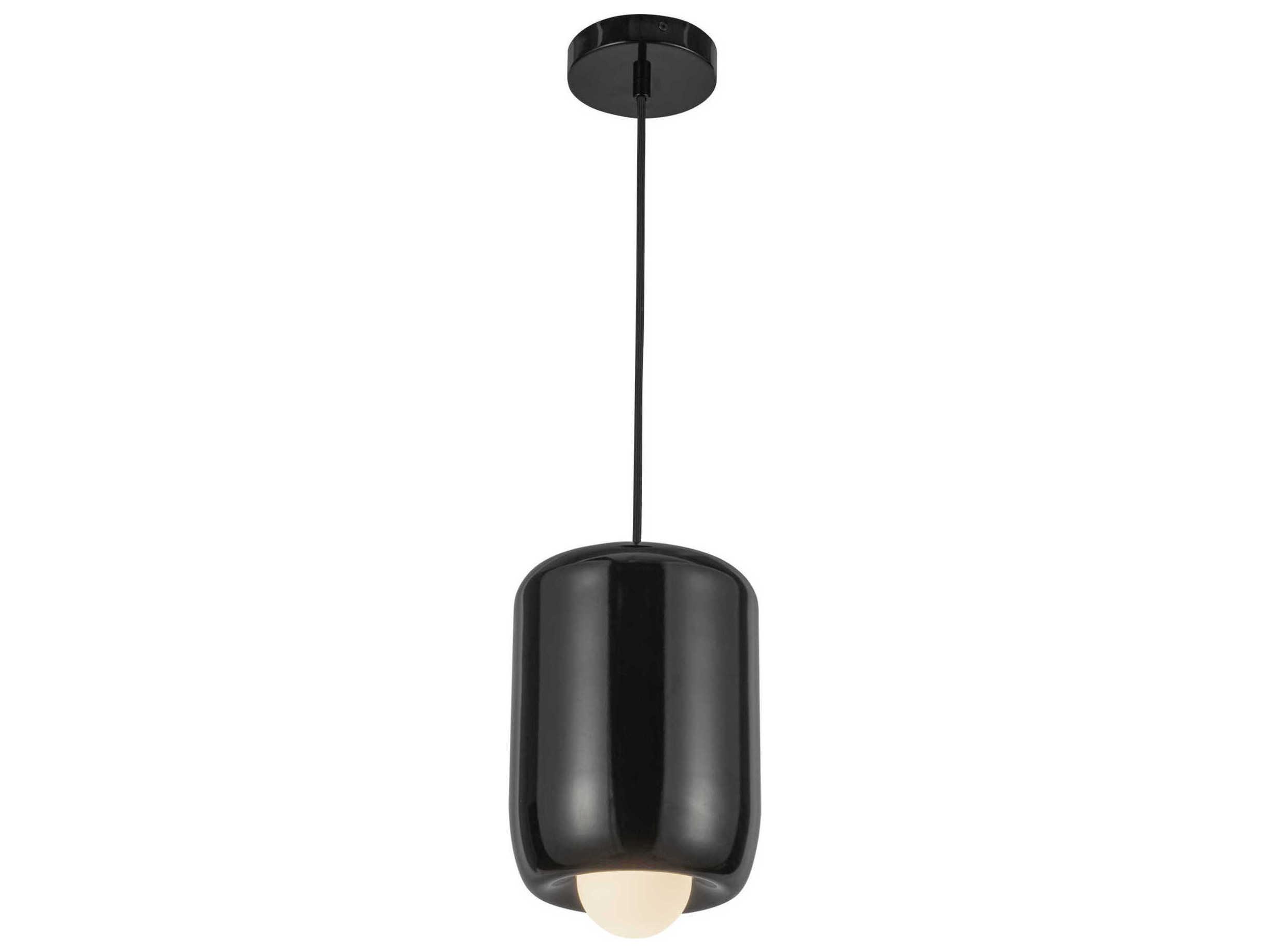 Kuzco Lighting Hayden Glossy Black Cylinder Mini Pendant