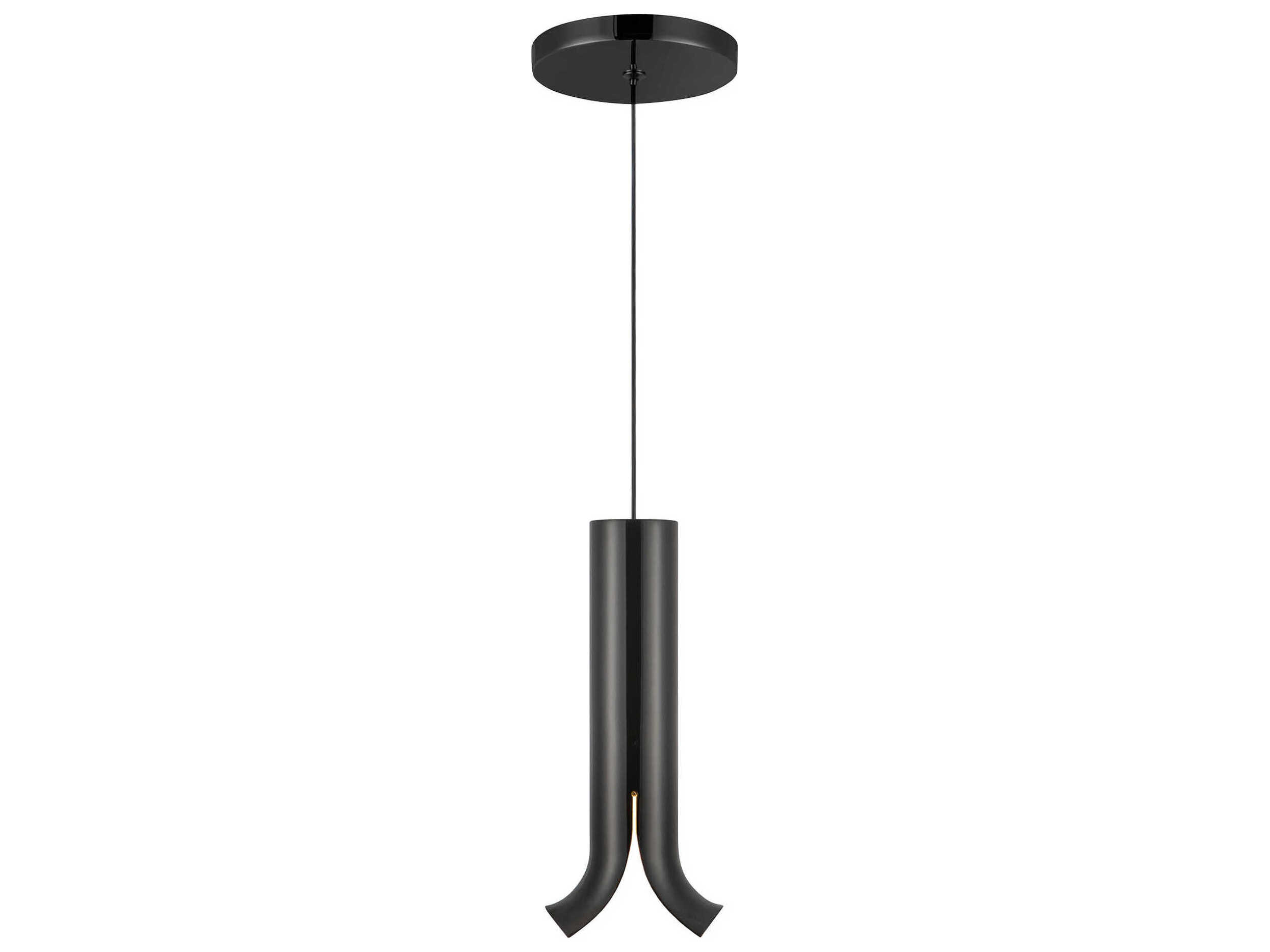 Kuzco Lighting Husk Glossy Black Cylinder Mini Pendant