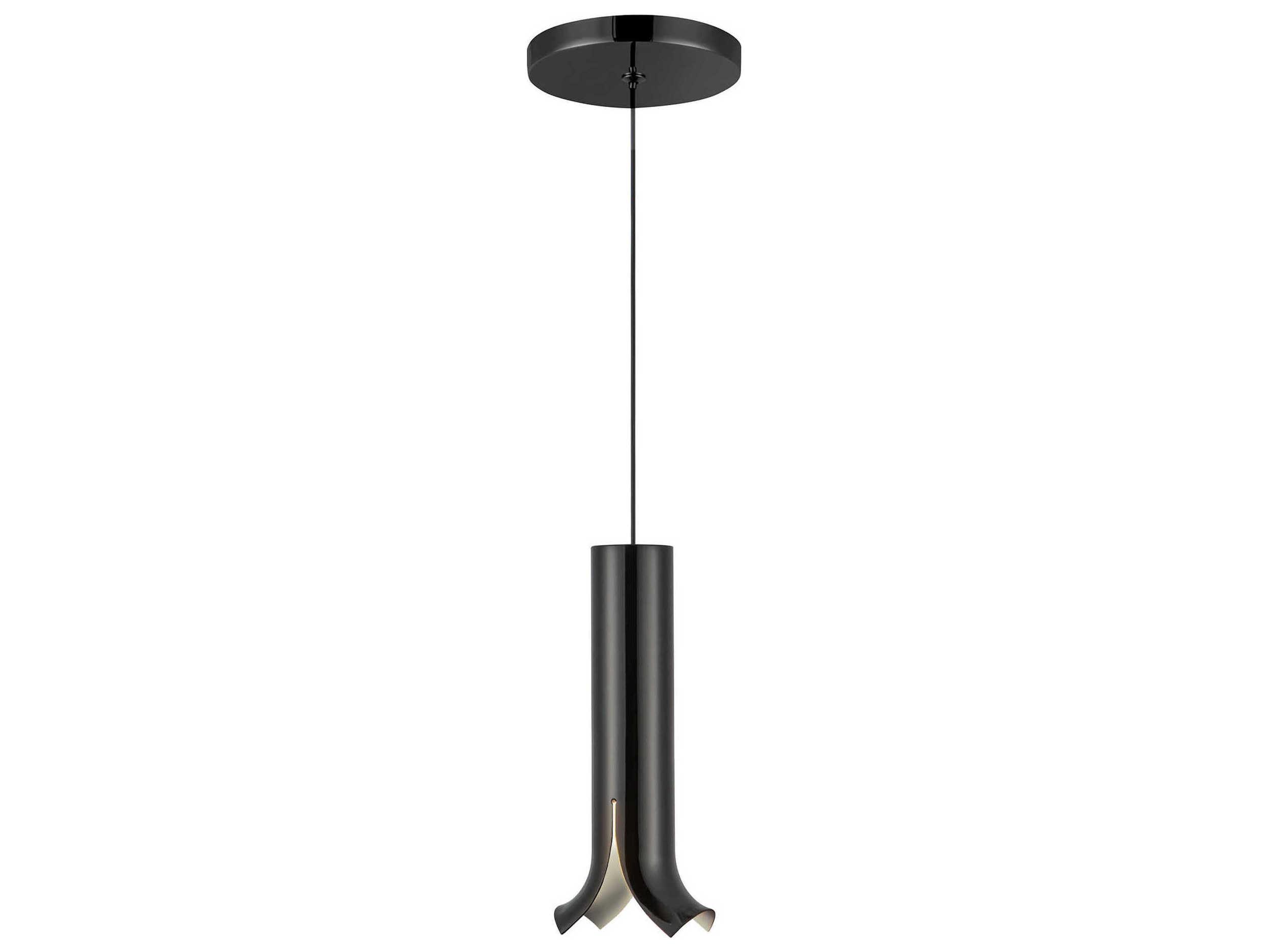 Kuzco Lighting Husk Glossy Black Cylinder Mini Pendant