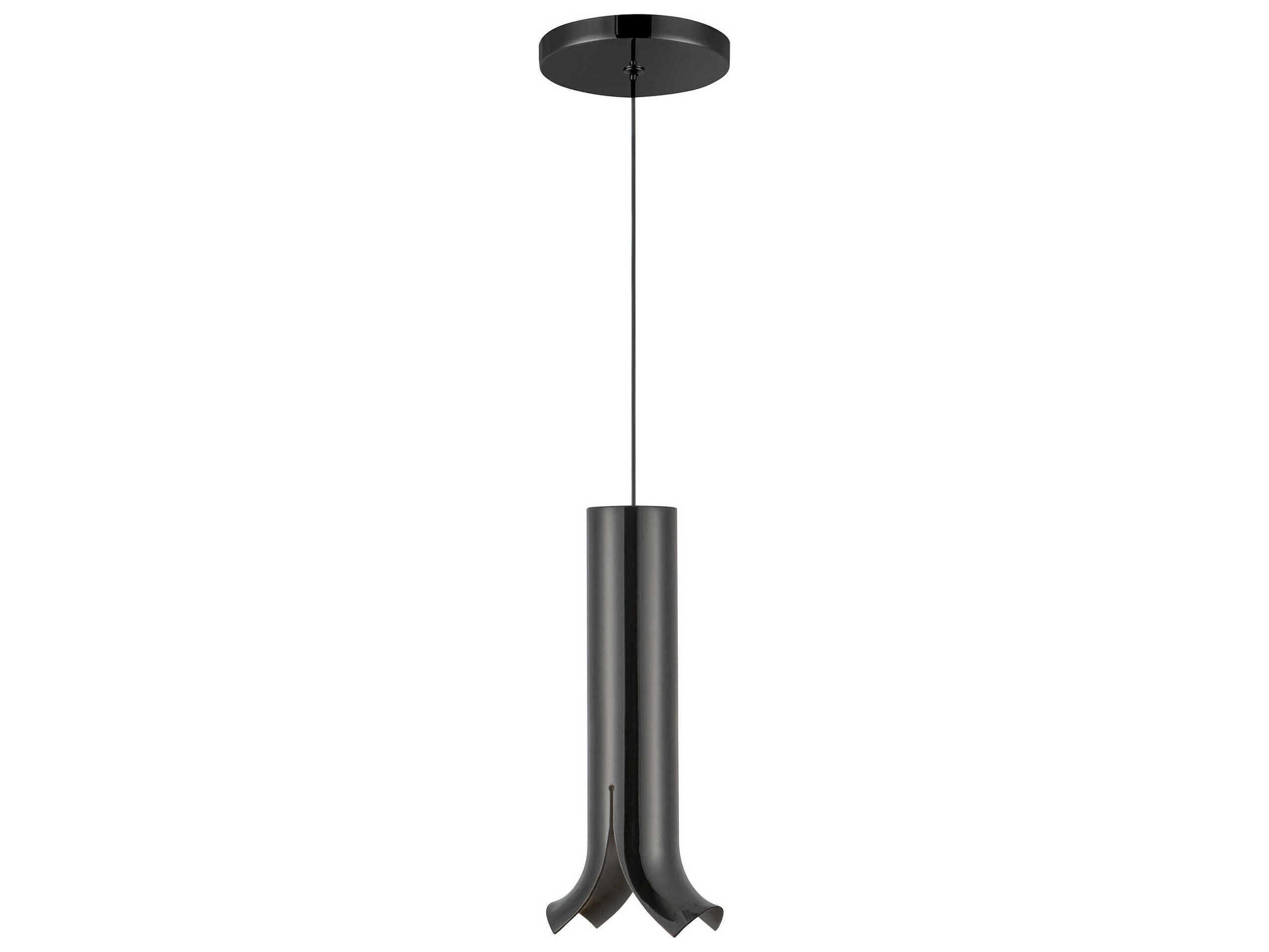 Kuzco Lighting Husk Glossy Black Cylinder Mini Pendant