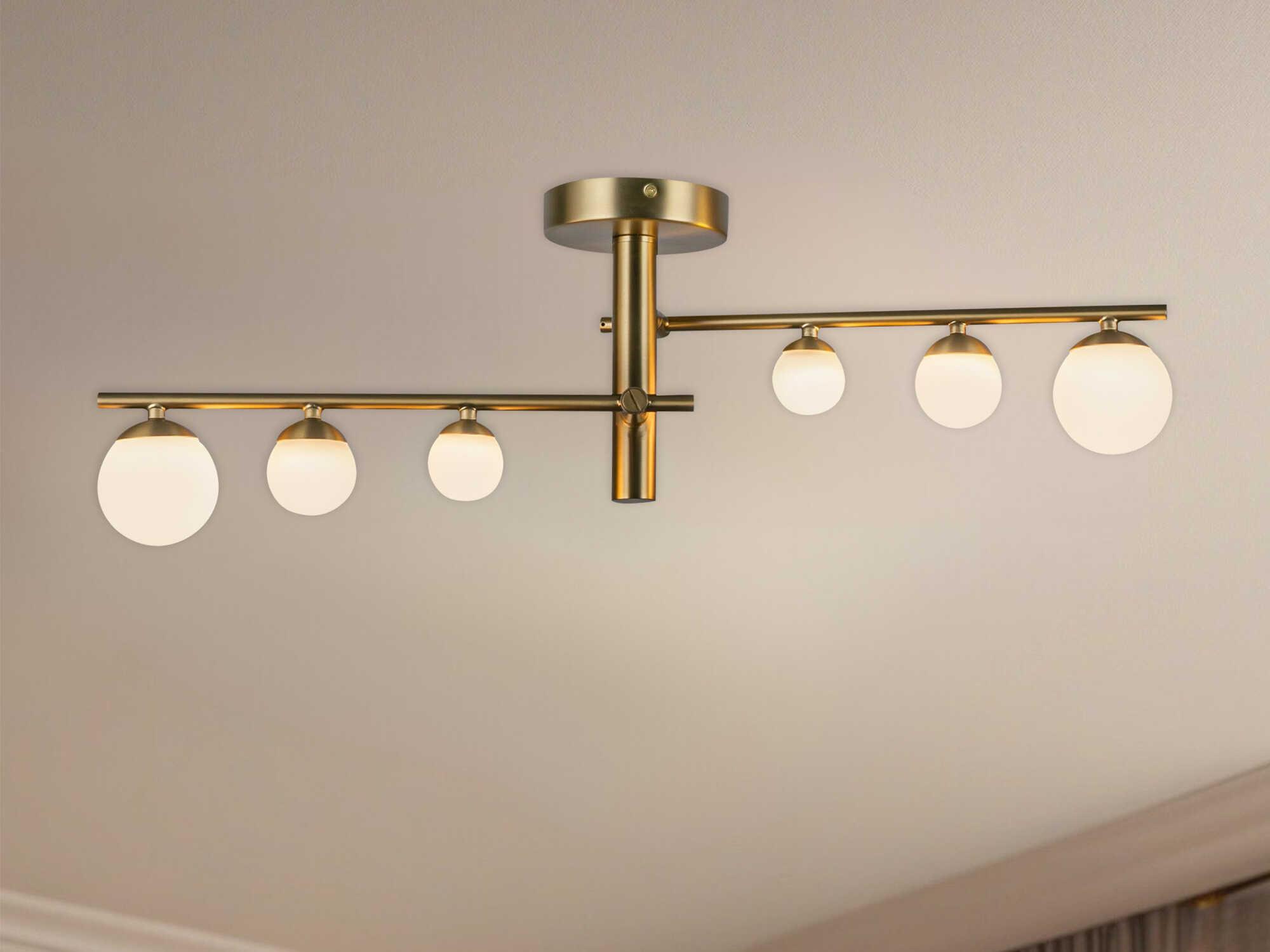 Kuzco Lighting Juniper Brushed Gold Linear Semi Flush Mount