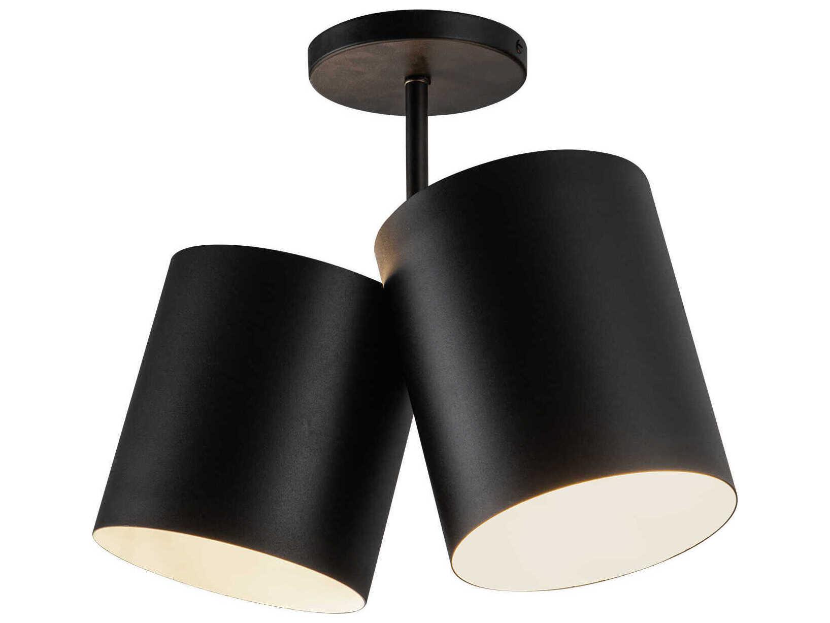 Kuzco Lighting Keiko 2-Light Black Cylinder Semi Flush Mount