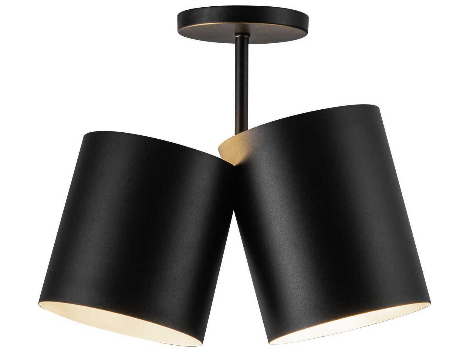 Kuzco Lighting Keiko 2-Light Black Cylinder Semi Flush Mount