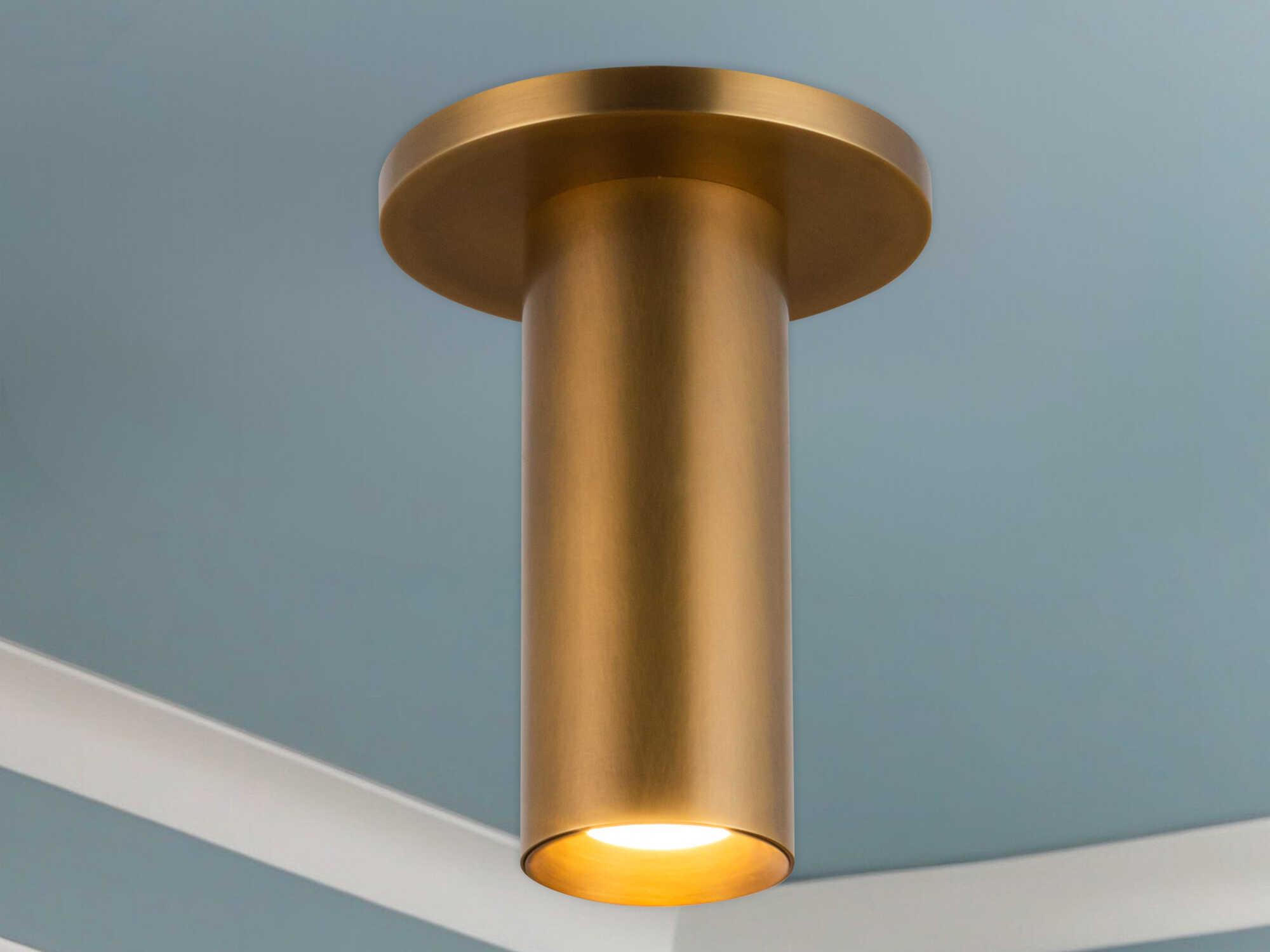 Kuzco Lighting Mason Vintage Brass Cylinder Semi Flush Mount