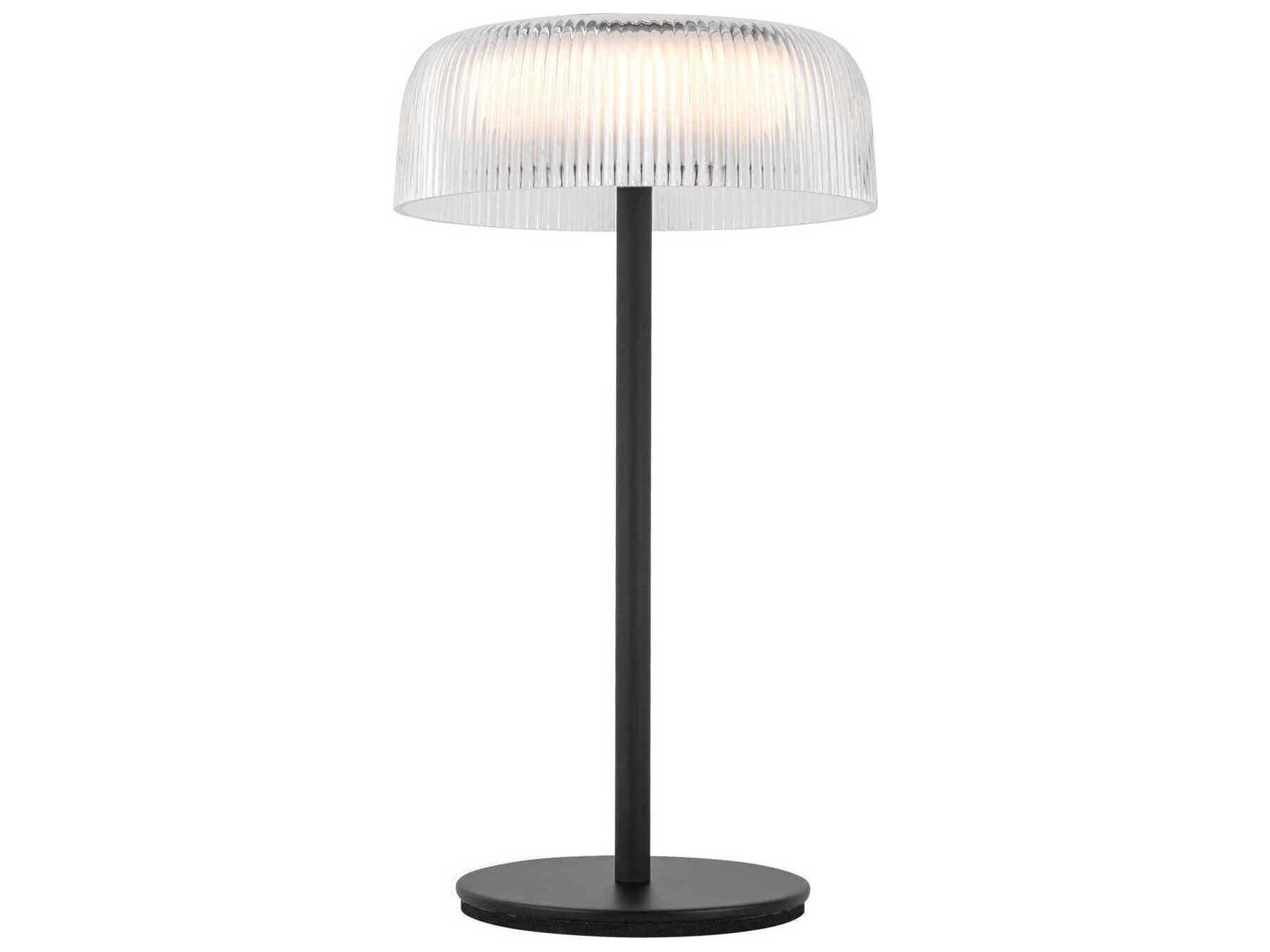 Kuzco Lighting Brilla Black Clear Ribbed Acrylic Table Lamp