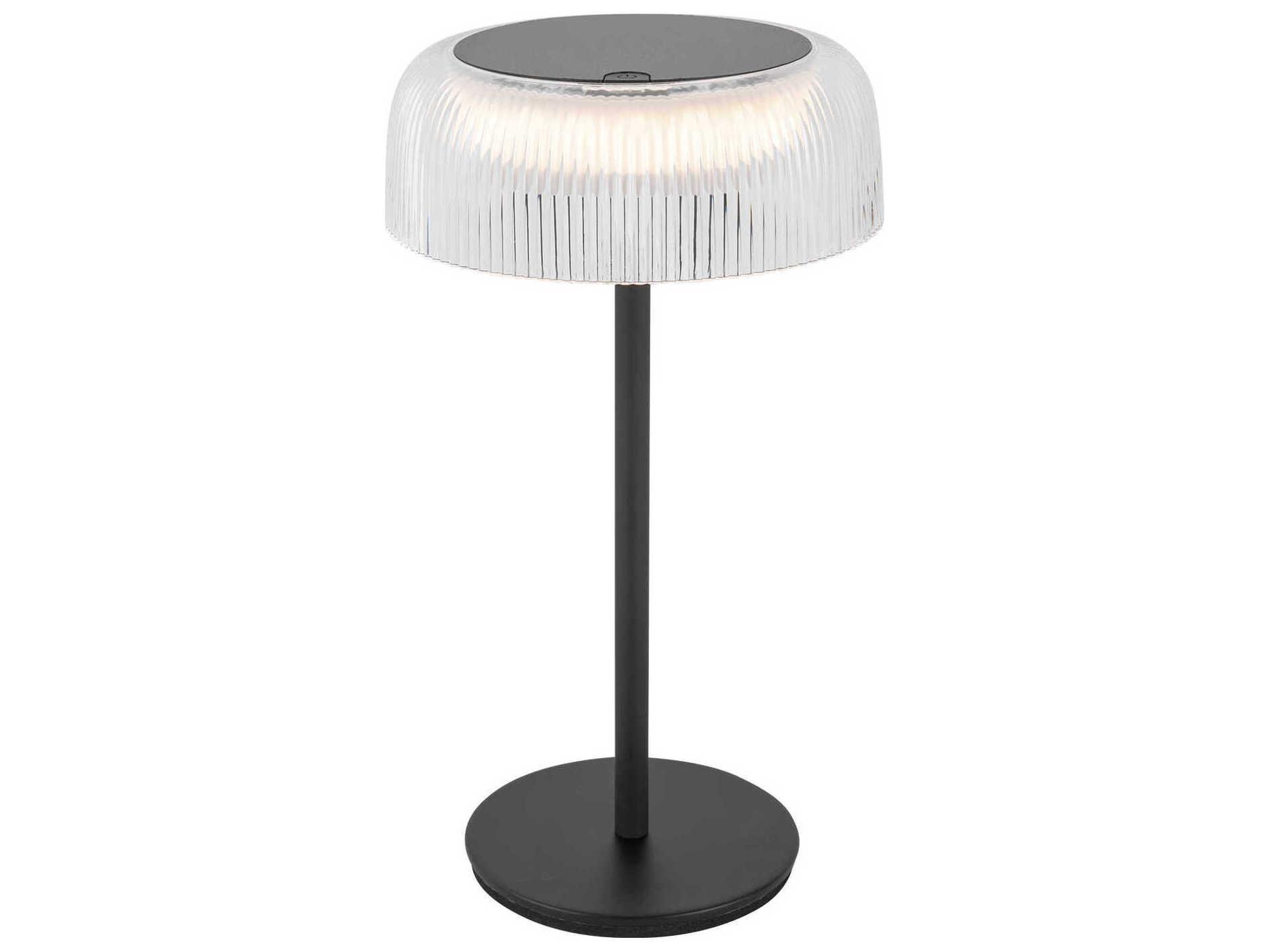 Kuzco Lighting Brilla Black Clear Ribbed Acrylic Table Lamp