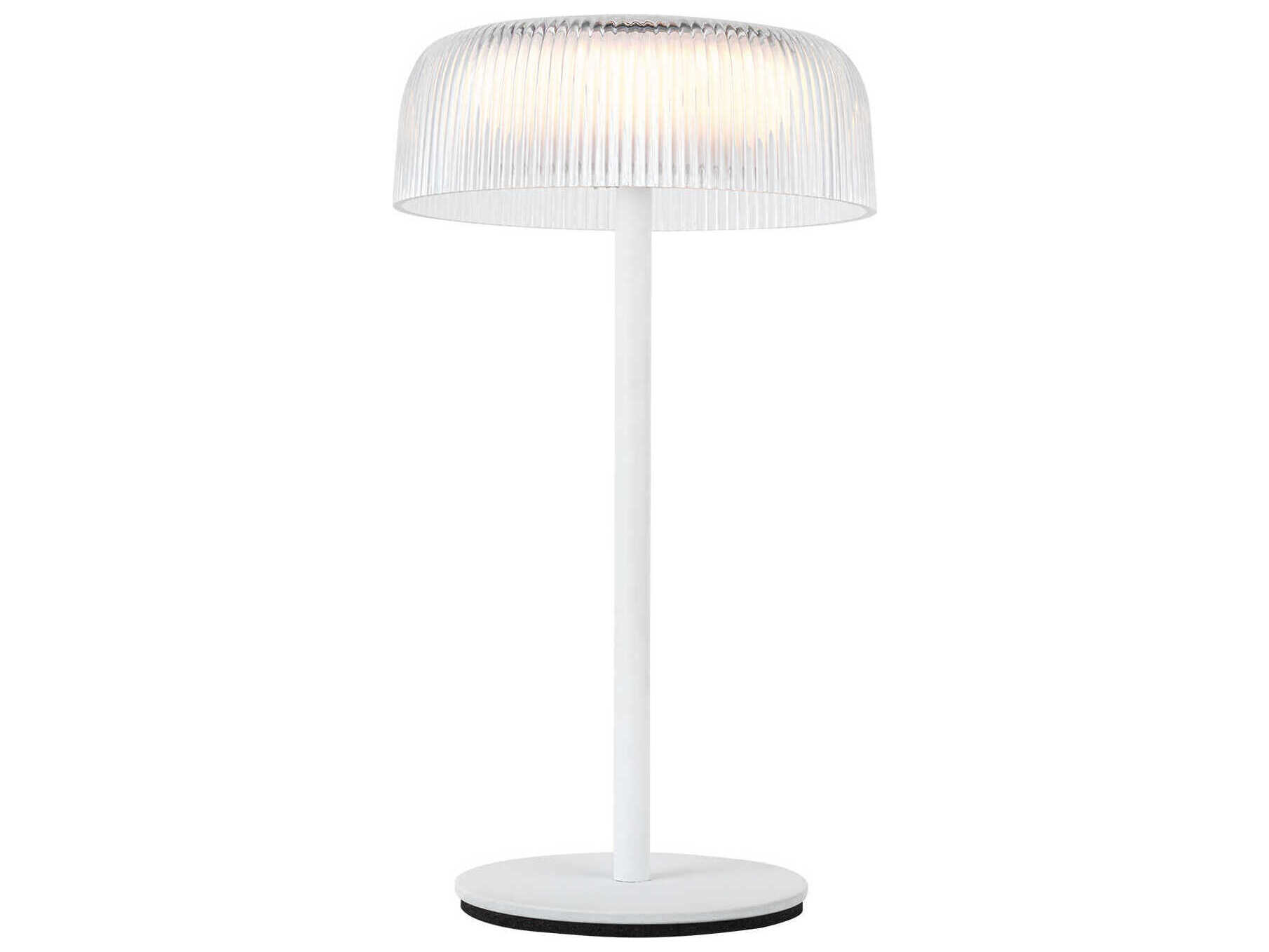 Kuzco Lighting Brilla White Clear Ribbed Acrylic Table Lamp