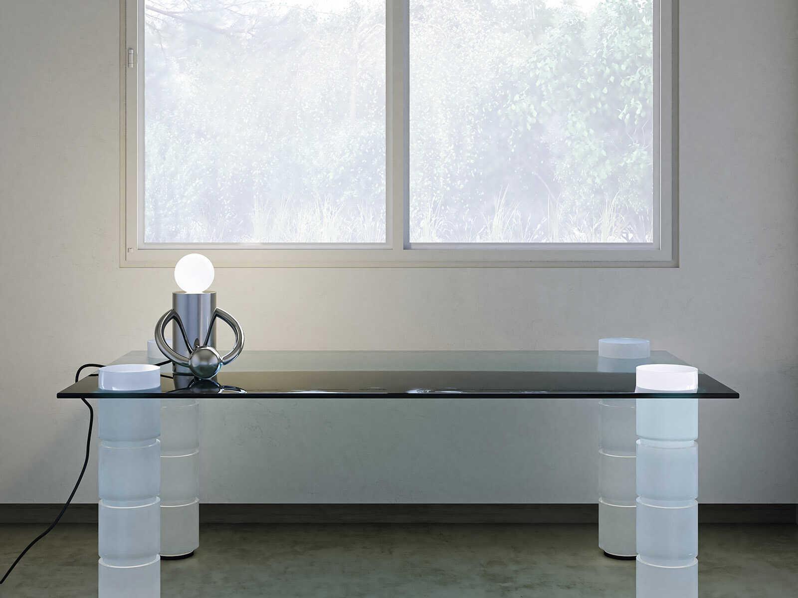 Kuzco Lighting Septum Chrome Matte Opal Glass Table Lamp