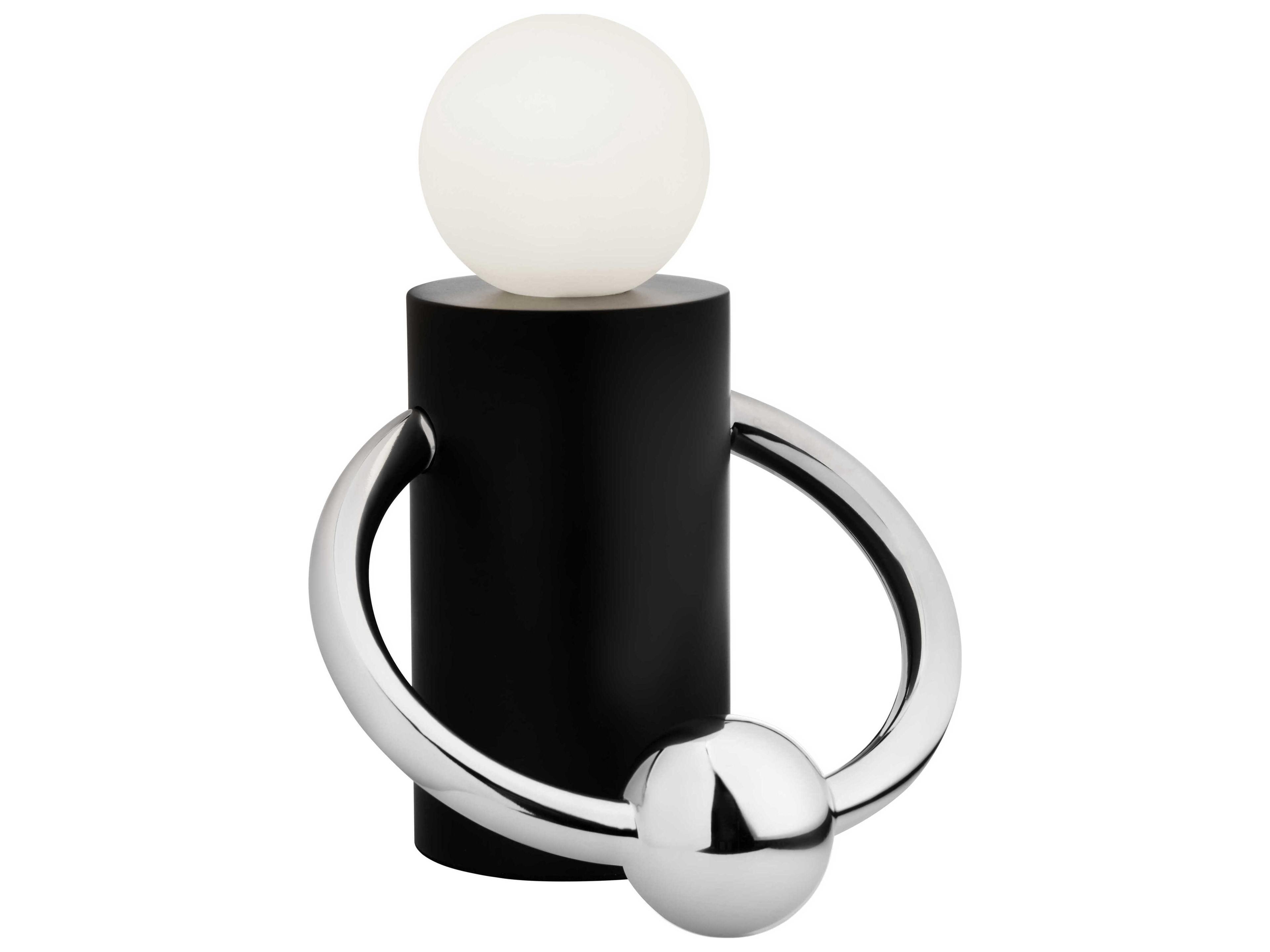 Kuzco Lighting Septum Matte Black Chrome Opal Glass Table Lamp