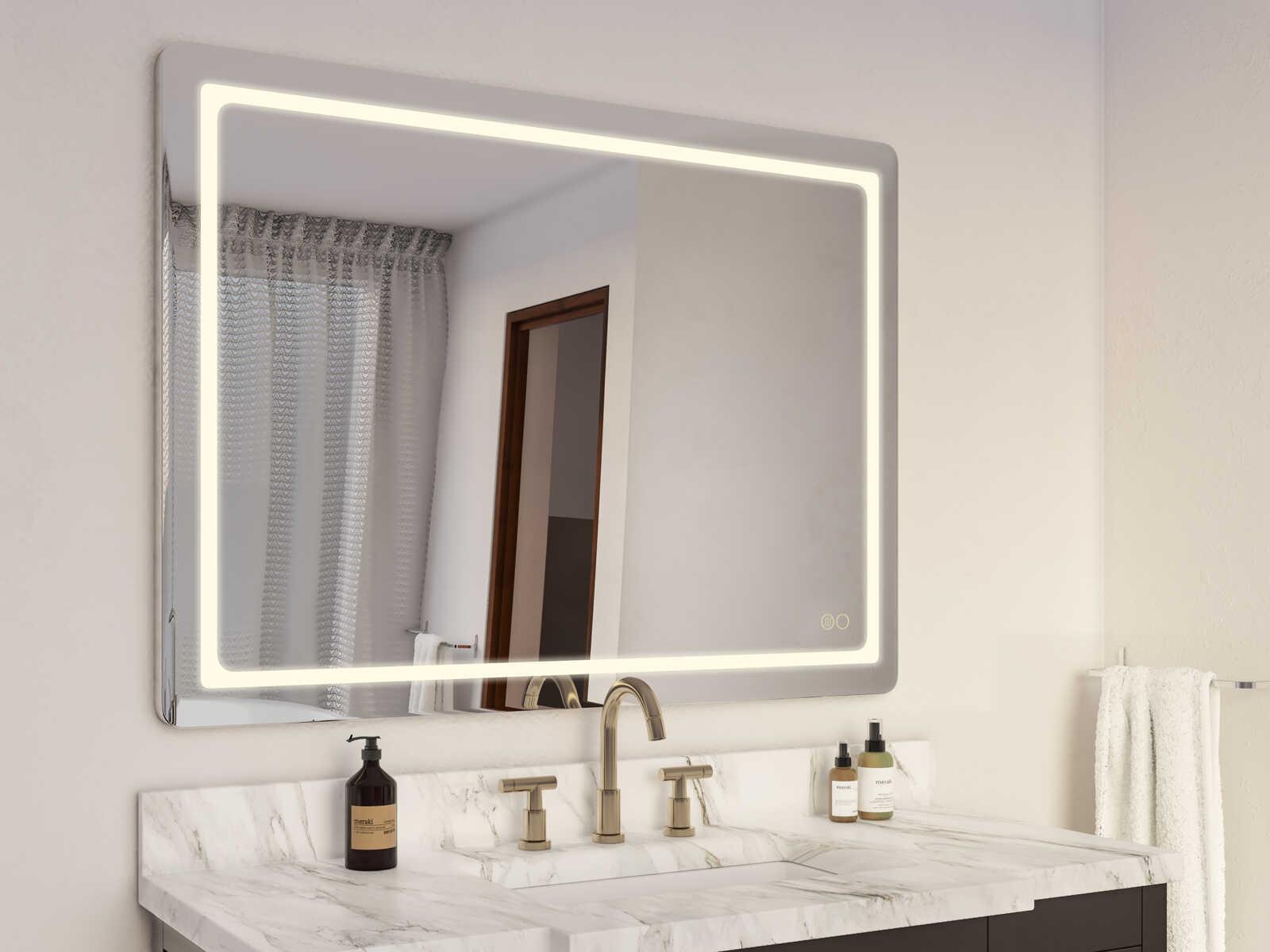 Kuzco Lighting Seneca Sandblasted Merc Edge Rectangular Wall Mirror