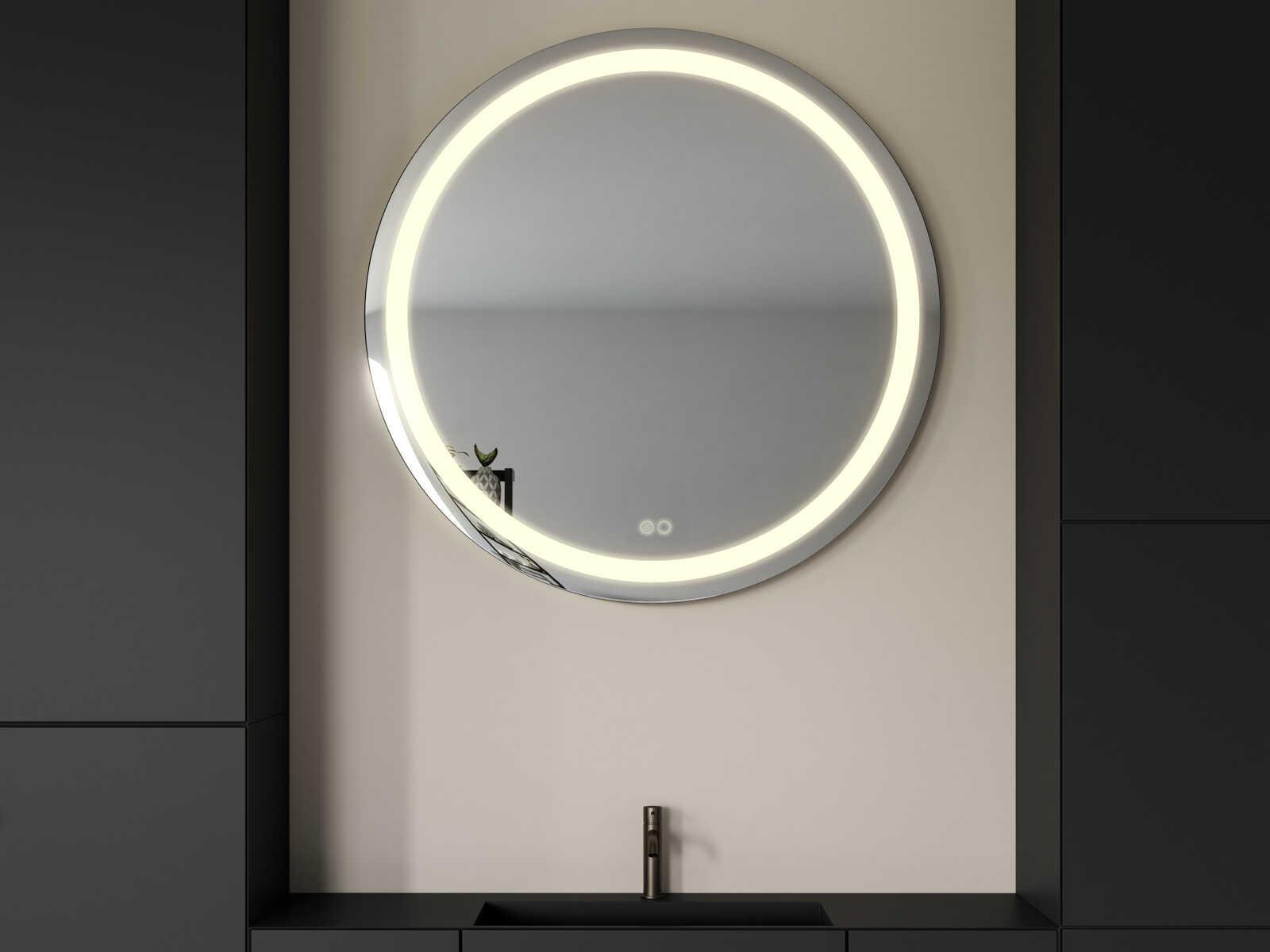 Kuzco Lighting Hillmont Sandblasted Merc Edge Round Wall Mirror