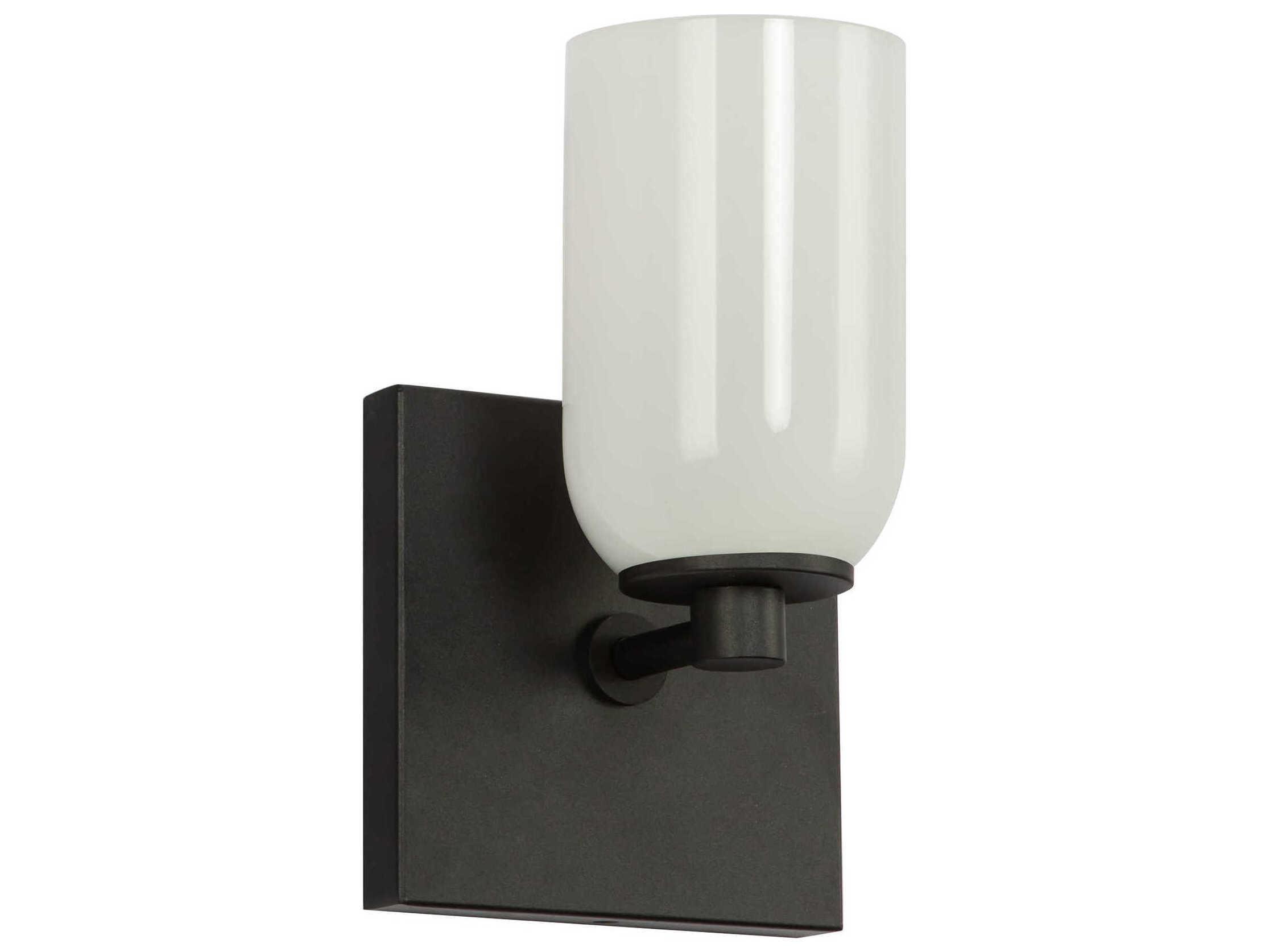 Kuzco Lighting Nola 1-Light Black Glossy Opal Glass Wall Sconce