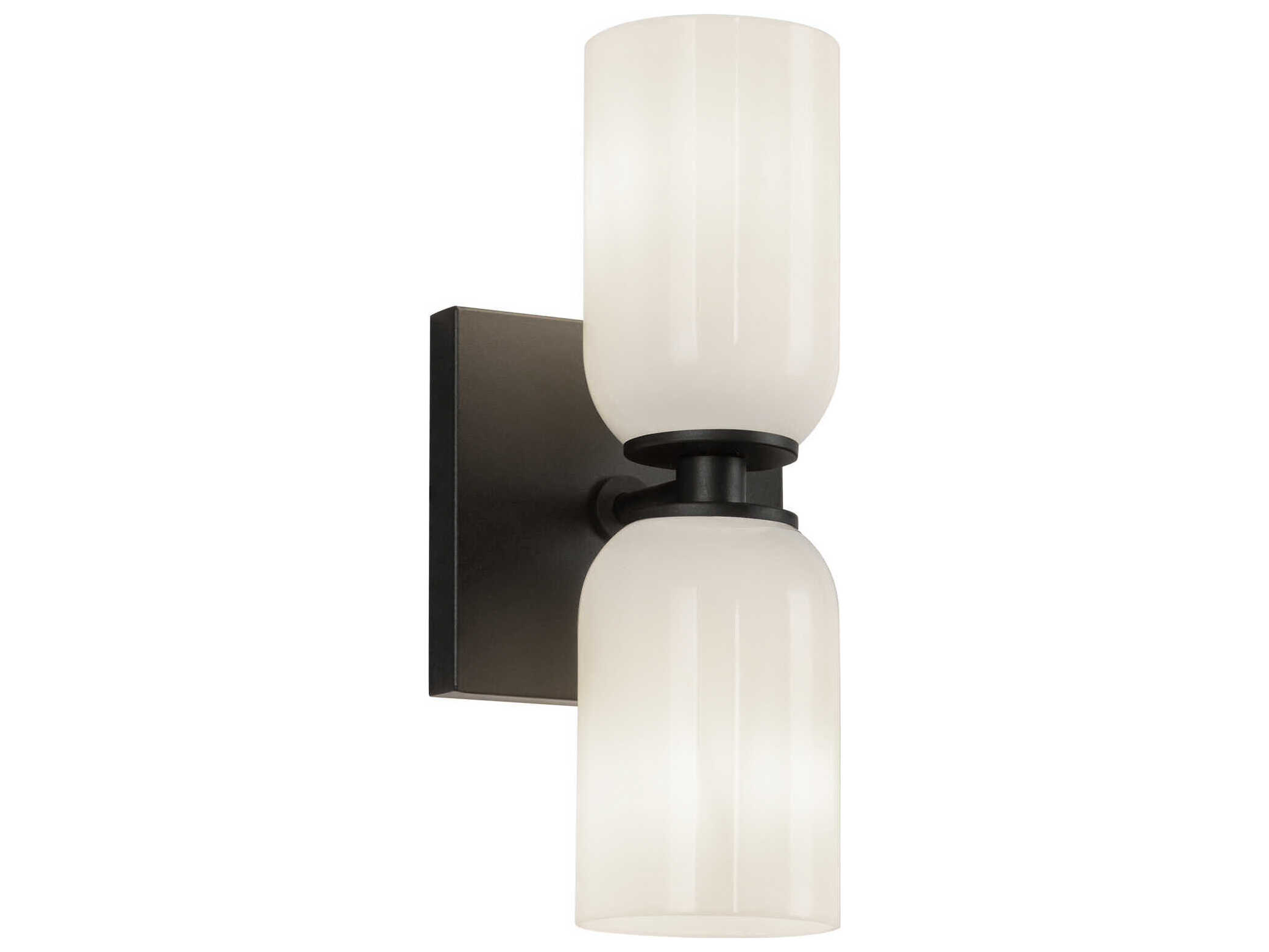 Kuzco Lighting Nola 2-Light Black Glossy Opal Glass Wall Sconce