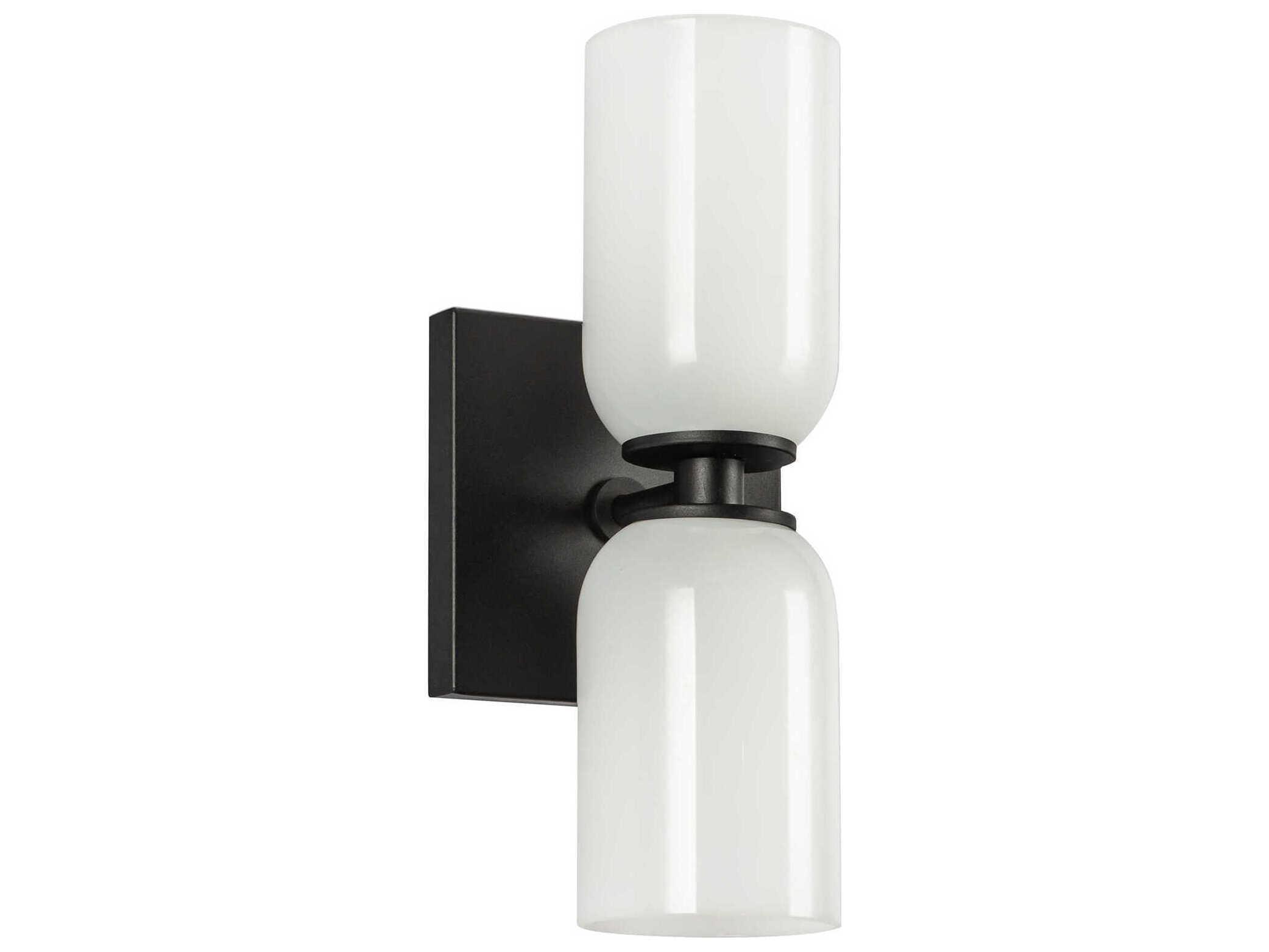 Kuzco Lighting Nola 2-Light Black Glossy Opal Glass Wall Sconce
