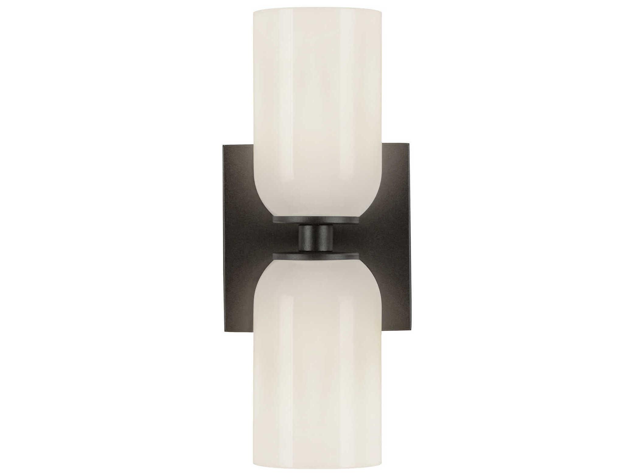 Kuzco Lighting Nola 2-Light Black Glossy Opal Glass Wall Sconce