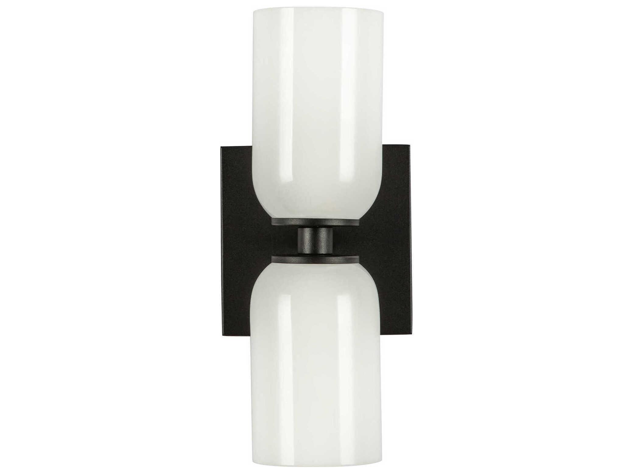 Kuzco Lighting Nola 2-Light Black Glossy Opal Glass Wall Sconce