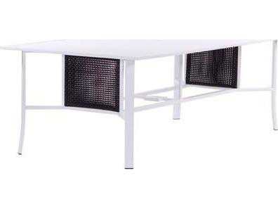 Koverton Parkview Woven Wicker Rectangular Outdoor Dining Table with Umbrella Hole