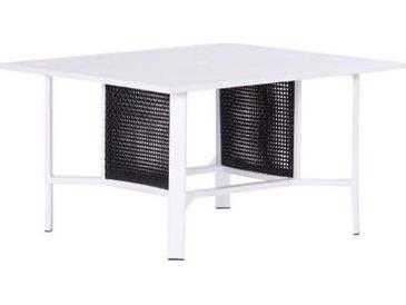 Koverton Parkview Woven Wicker Square Outdoor Patio Dining Table with Umbrella Hole