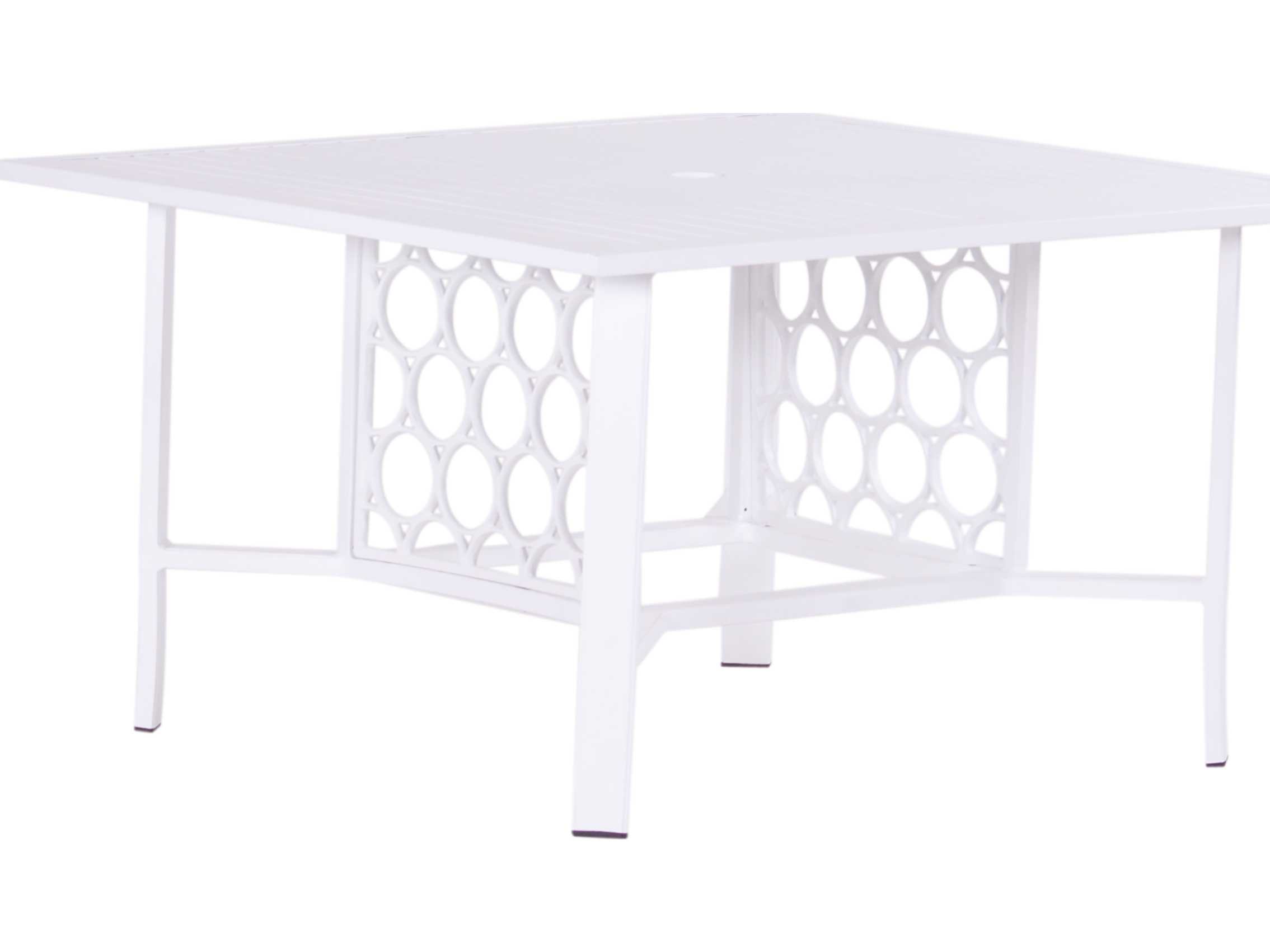 Koverton Parkview Cast Aluminum Square Patio Chat Table with Umbrella Hole