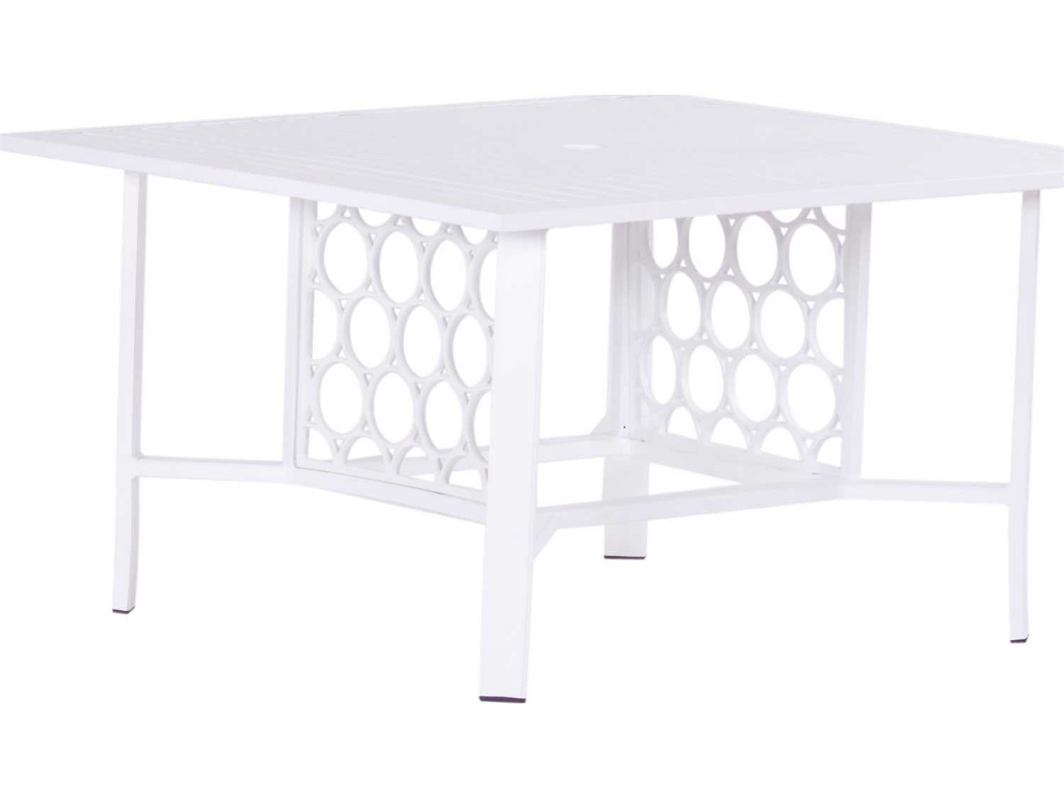 Koverton Parkview Cast Aluminum Square Outdoor Patio Dining Table with Umbrella Hole