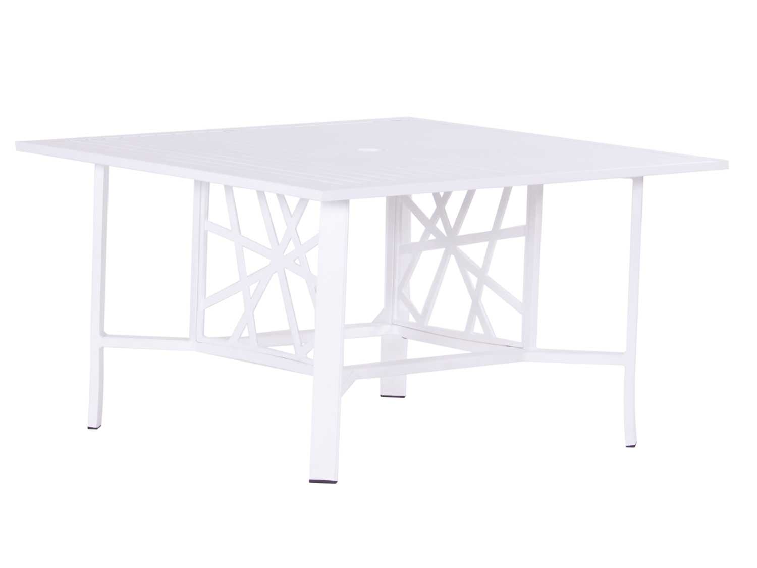 Koverton Parkview Knest Cast Aluminum Square Outdoor Chat Table with Umbrella Hole