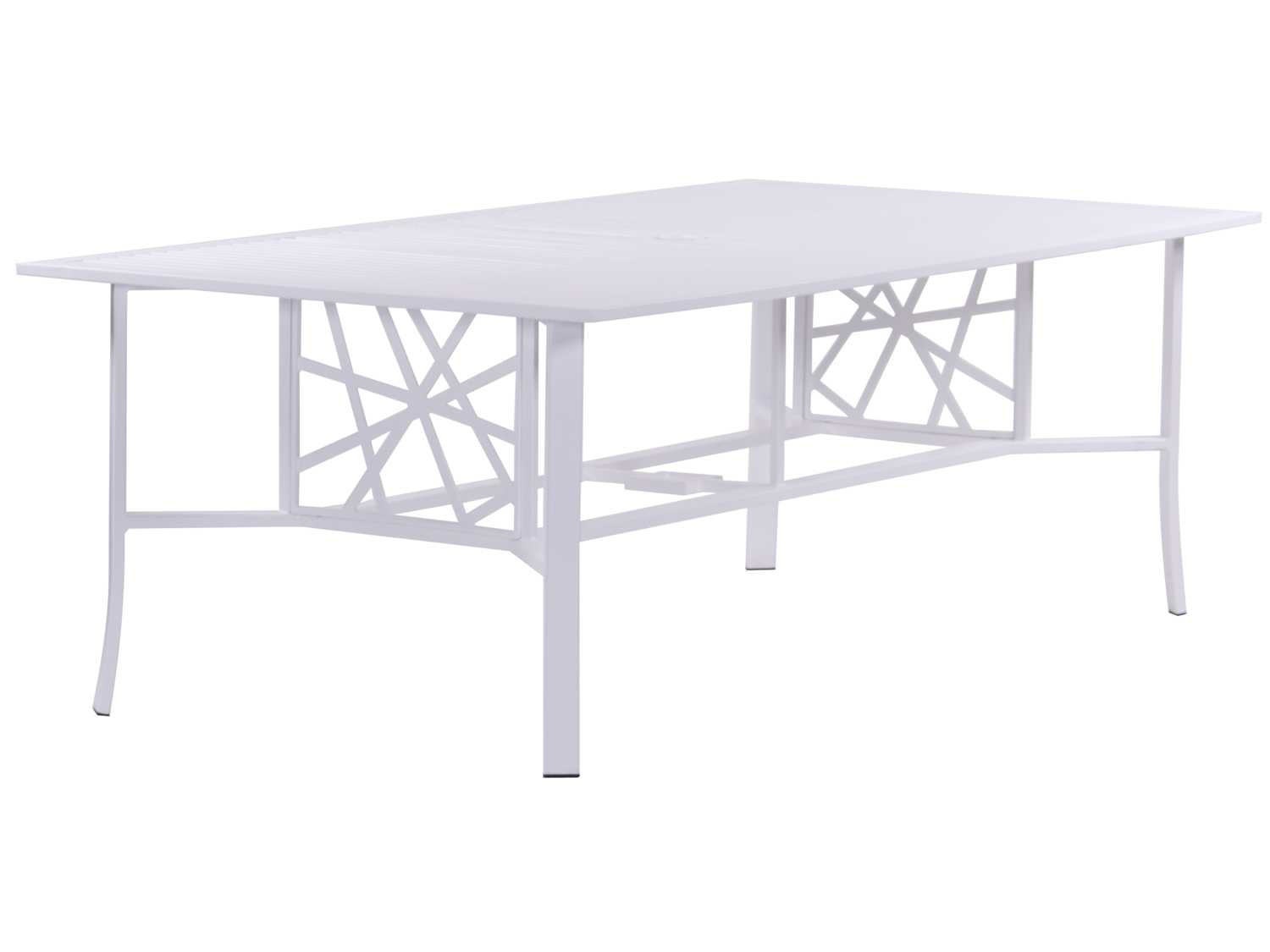 Koverton Parkview Knest Cast Aluminum Rectangular Outdoor Dining Table with Umbrella Hole