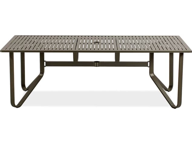 Koverton Chapman Extruded Aluminum Rectangular Outdoor Dining Table with Umbrella Hole