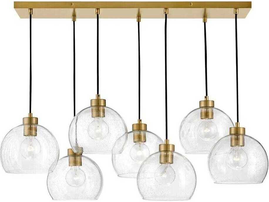 Lark Living Rumi 7-Light Lacquered Brass Bronze Globe Linear Island Pendant
