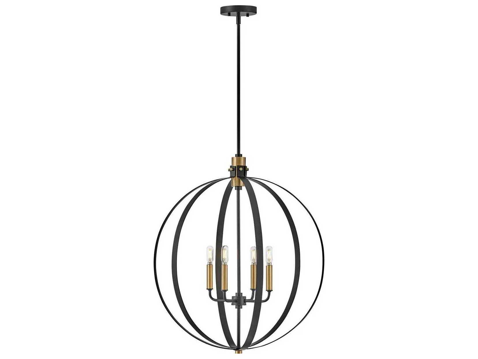 Lark Living Cirque 4-Light Black Lacquered Brass Globe Chandelier