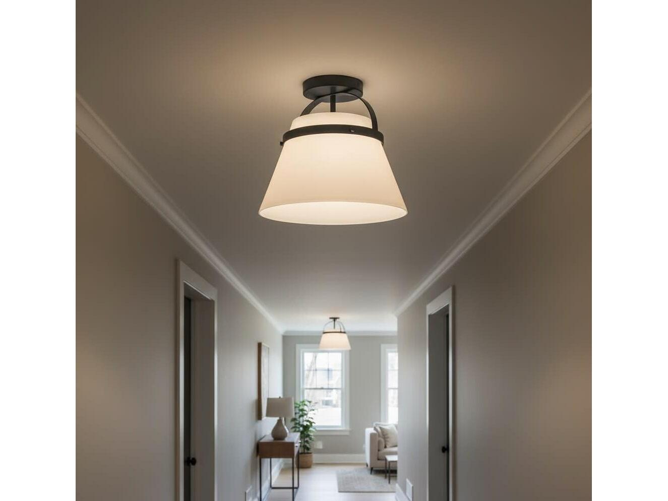 Lark Living Tori 1-Light Black Bell Semi Flush Mount