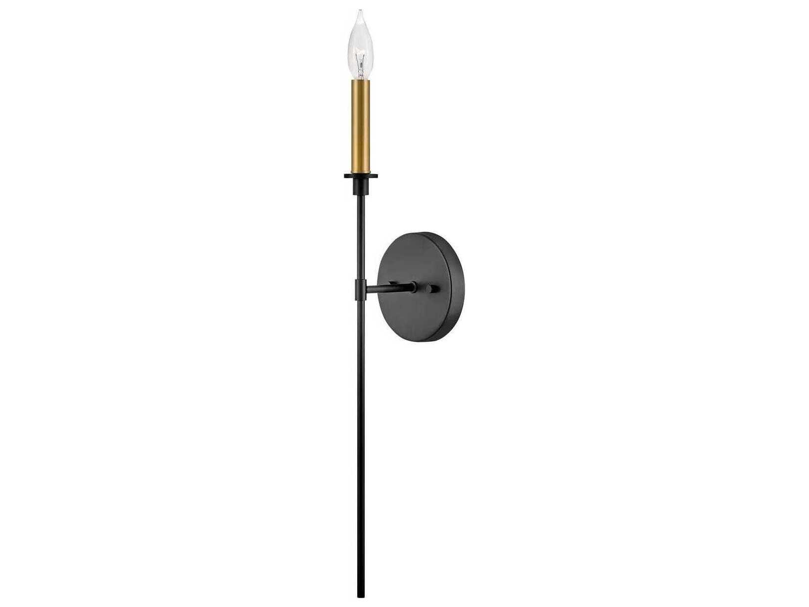 Lark Living Hux 1-Light Black Lacquered Brass Wall Sconce