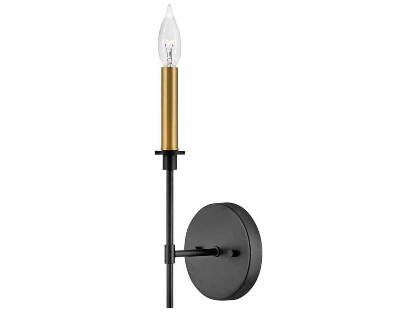 Lark Living Hux 1-Light Black Lacquered Brass Wall Sconce