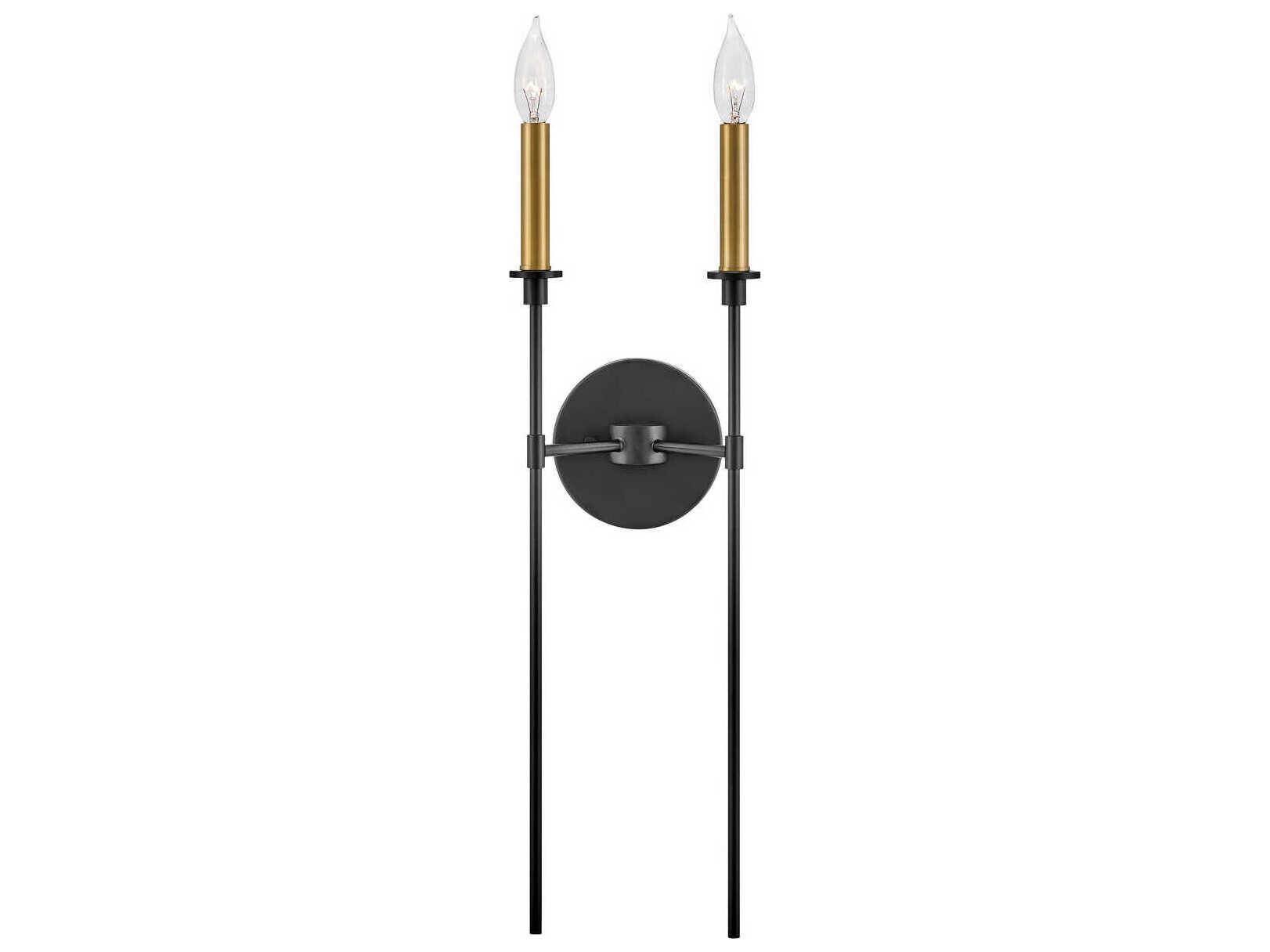 Lark Living Hux 2-Light Black Lacquered Brass Wall Sconce