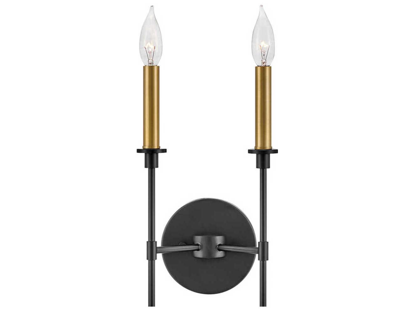 Lark Living Hux 2-Light Black Lacquered Brass Wall Sconce