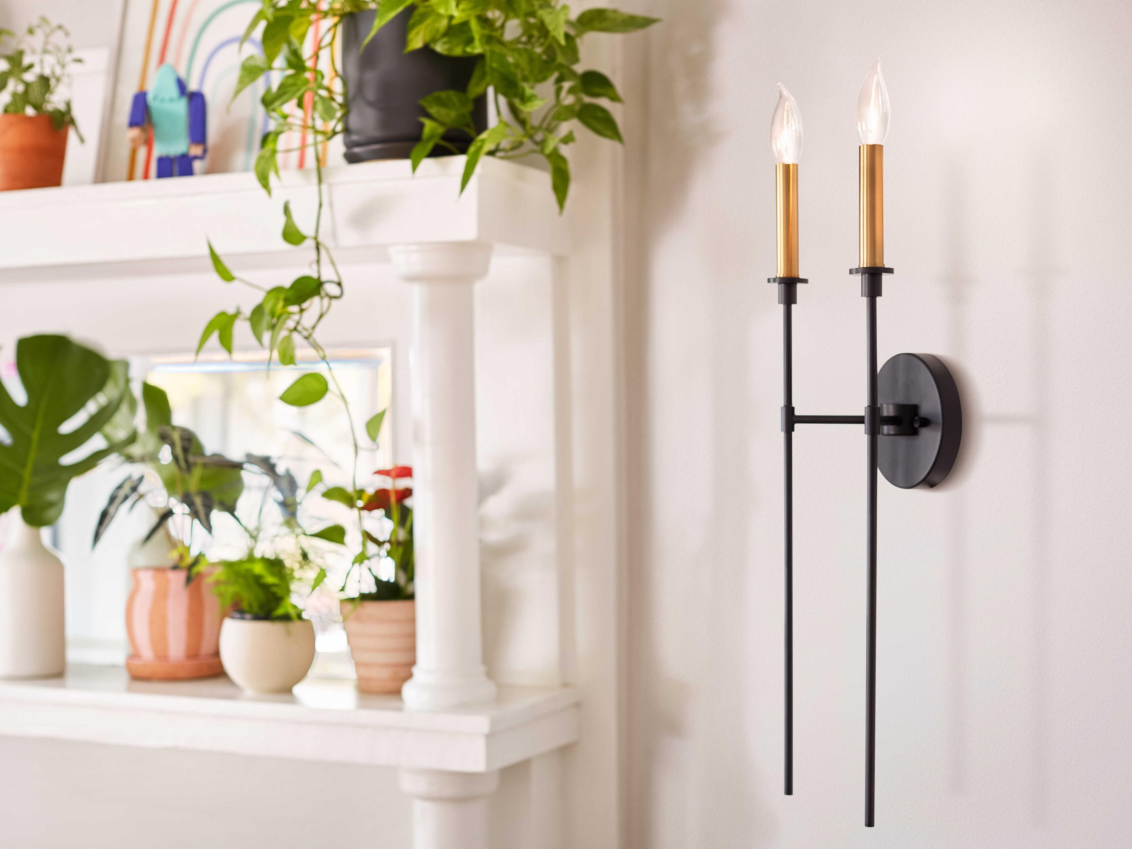 Lark Living Hux 2-Light Black Lacquered Brass Wall Sconce